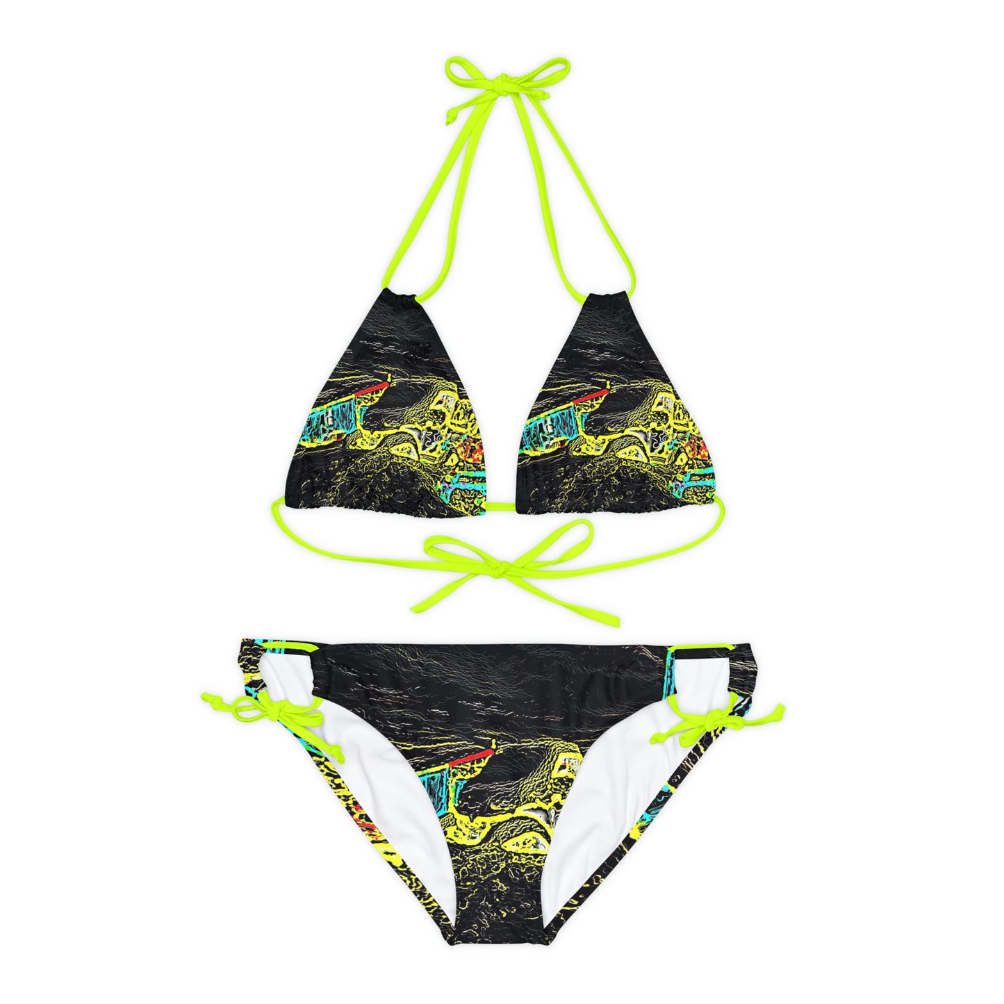 Strappy Bikini Set (AOP) ... "Snow Vehicle In Snow Storm At-Rest" ... Circa 12Mar23 ... Central Idaho ... 18-Hours Rendering Time: Original Works ...