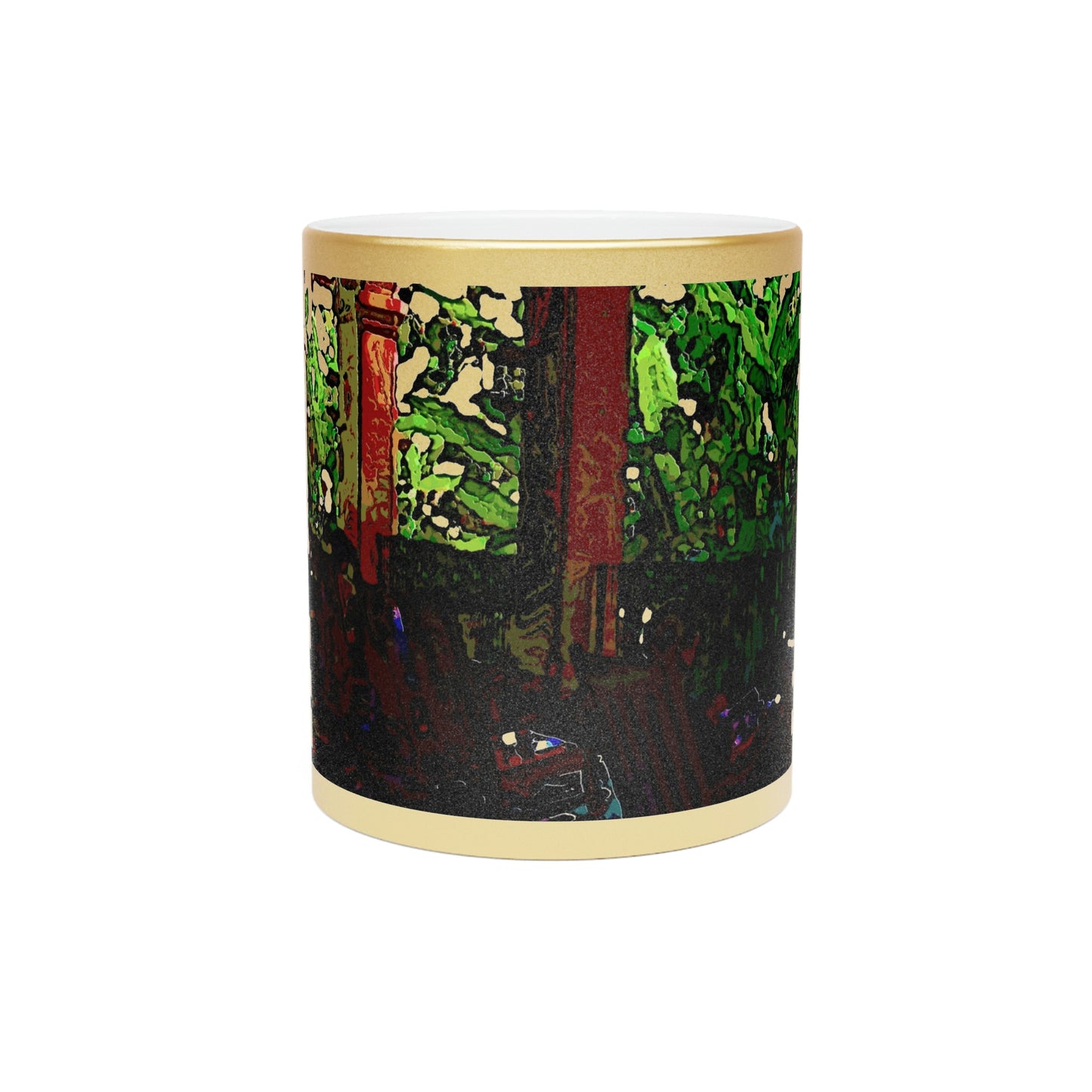Metallic Mug (Silver\Gold) ... Lanai & Rocking Chairs At: 'The Pink Palace' ... The Royal Hawai'ian ... Honolulu, HI ... '27Oct2014' ... Original Works ...