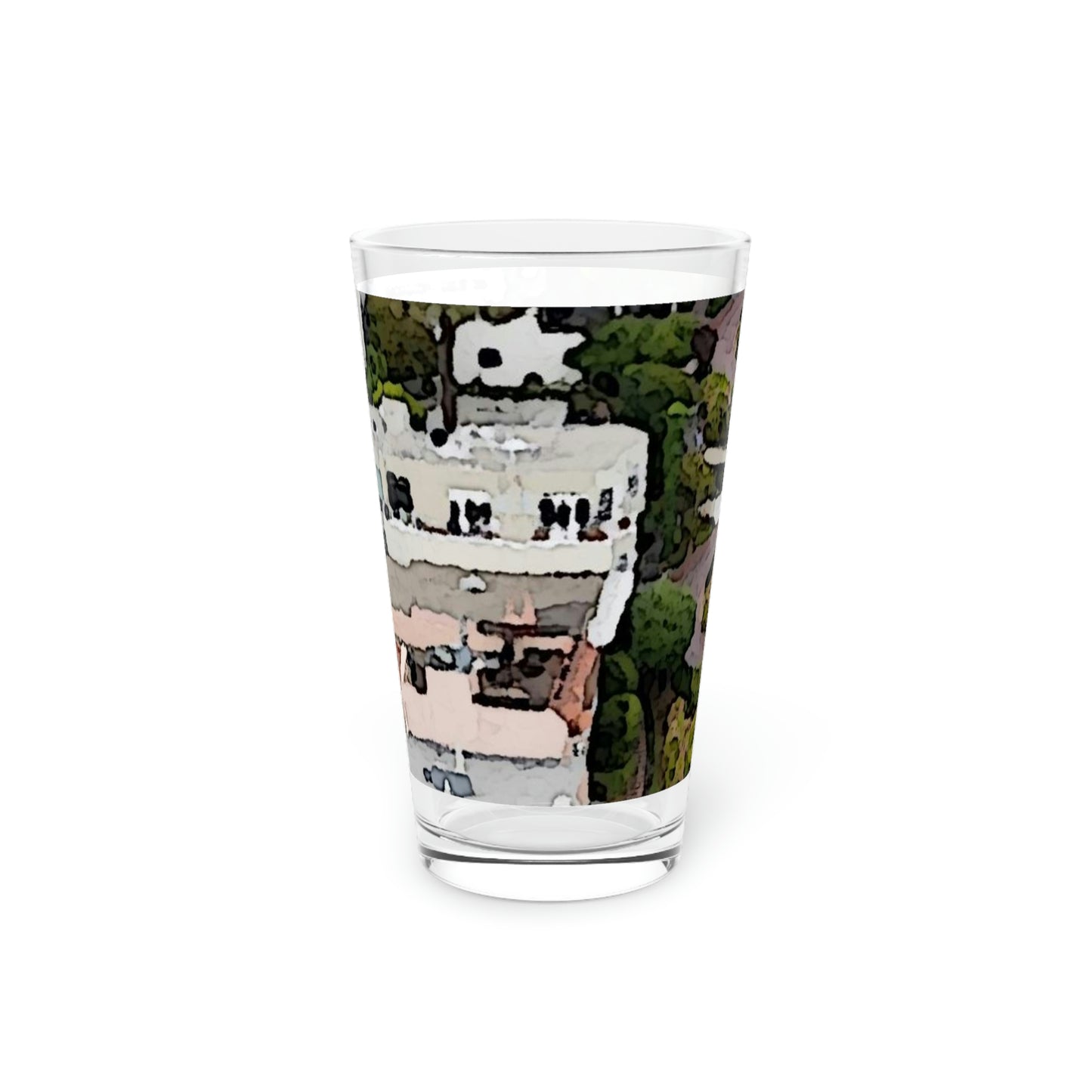 Pint Glass, 16oz ... A Crazy Street ... 'Eight Winding Curve-Switchbacks' ... "Lombard Street, San Francisco, CA' ... Family Archives: 1970's ... Original Works ...
