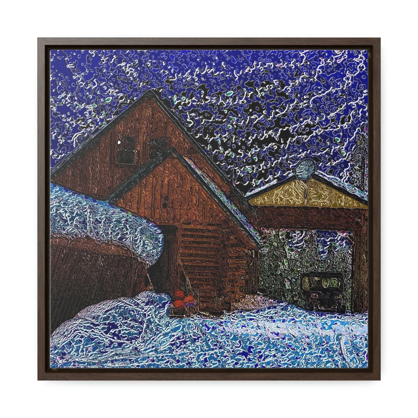 Gallery Canvas Wraps, Square Frame ... A Litle Bit Of Color ...  A Little Bit Of Van Gogh ... A Little Bit Of Vertigo ... "And Away You Go With The Snow .." Original Works: Rendering Time: 16 Hours ...