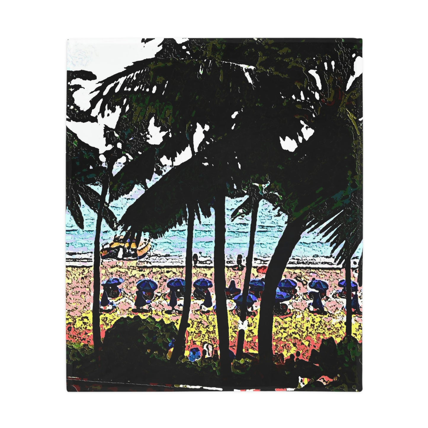 Plush Fleece Blanket ... "A Beautiful Beach Amongst The Palms" ... The Outrigger Waikiki, Honolulu, Oahu ... Original Works ...
