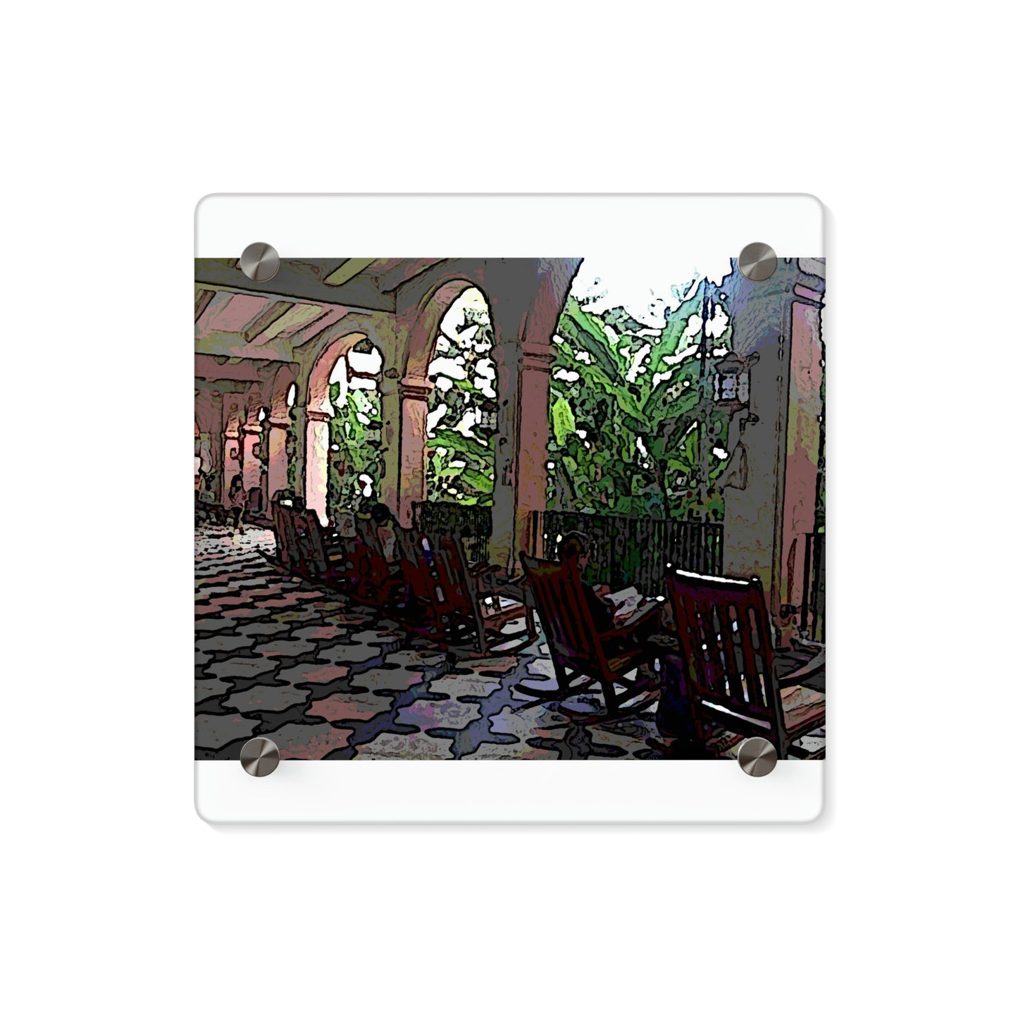 Acrylic Wall Art Panels ...  Lanai & Rocking Chairs At: 'The Pink Palace' ... The Royal Hawai'ian ... Honolulu, HI ... '27Oct2014' ... Original Works ...