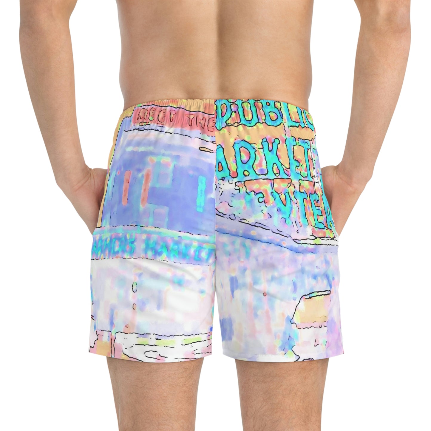Swim Trunks ... In The Warm Weather ... 'Enjoy These "Whilst" ... At PPM: Pike Place Market ... "Enjoying That World Famous Hot Cup Of Maket Spice Tea" ...