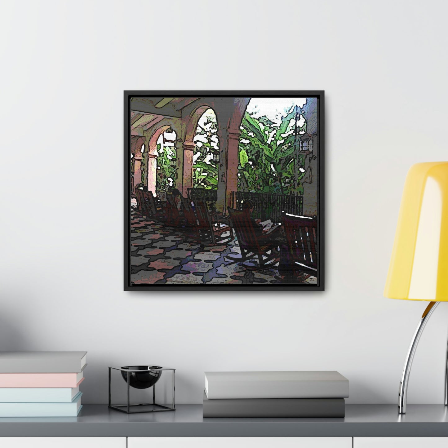 Gallery Canvas Wraps, Square Frame ...  Lanai & Rocking Chairs At: 'The Pink Palace' ... The Royal Hawai'ian ... Honolulu, HI ... '27Oct2014' ... Original Works ...