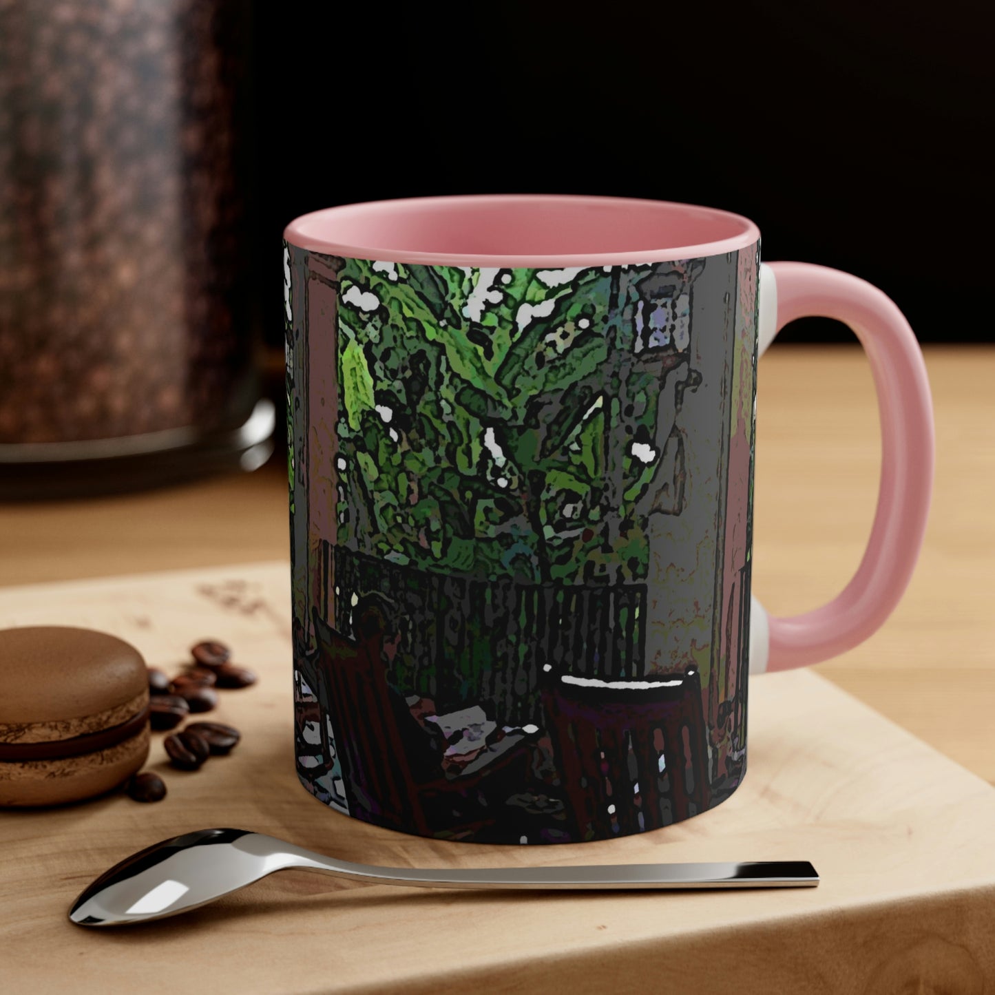 Accent Coffee Mug, 11oz ...  Lanai & Rocking Chairs At: 'The Pink Palace' ... The Royal Hawai'ian ... Honolulu, HI ... '27Oct2014' ... Original Works ...
