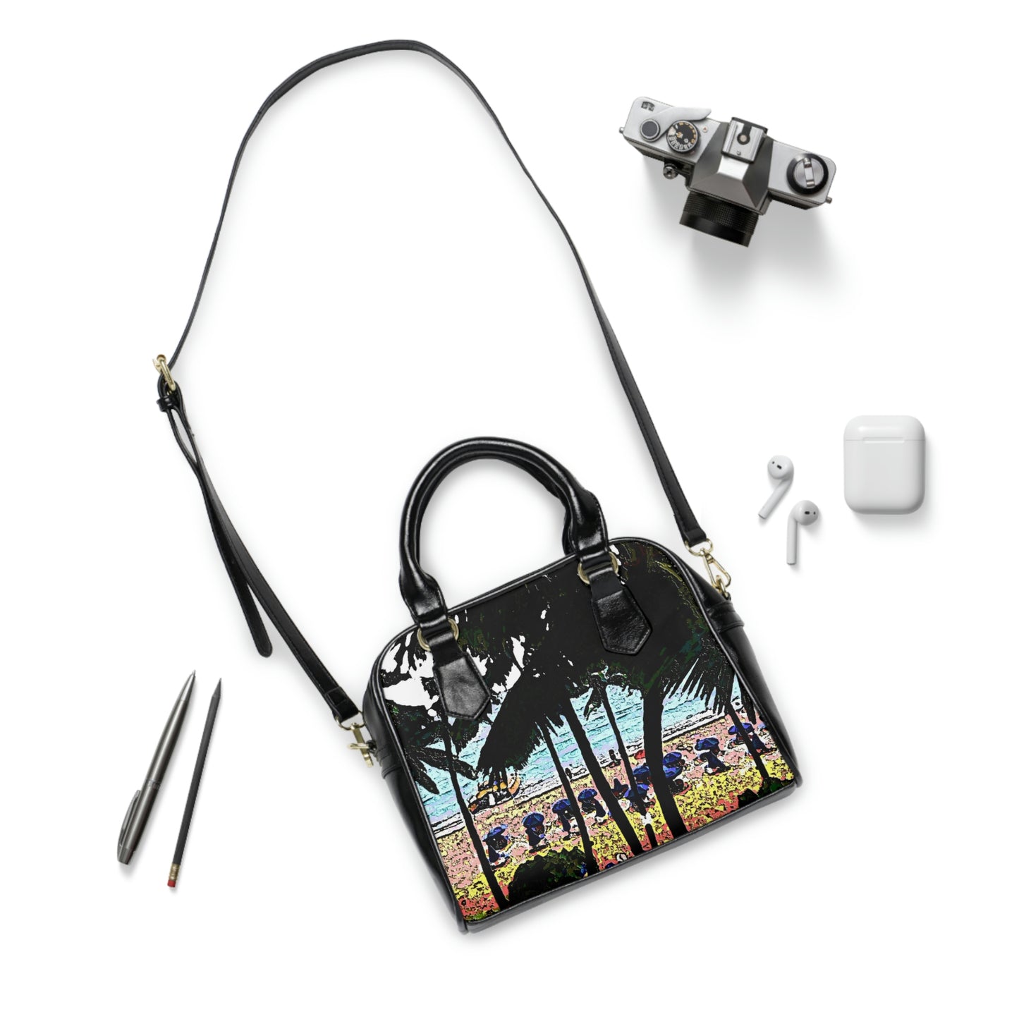 Shoulder Handbag ... "A Beautiful Beach Amongst The Palms" ... The Outrigger Waikiki, Honolulu, Oahu ... Original Works ...