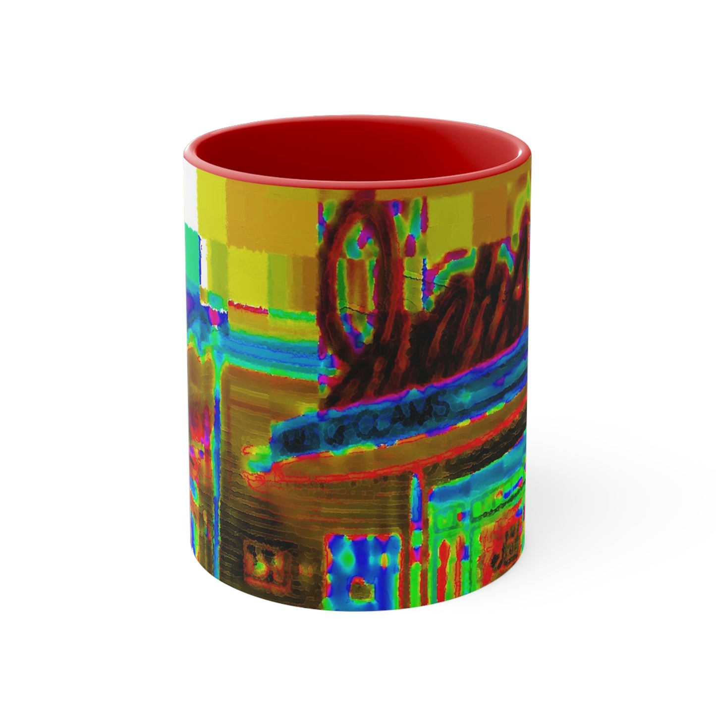 Accent Coffee Mug, 11oz ...  In-A-Hurry & Stressed? ... Remember: Keep "Clam" ... Clam_Happy ...  'Ivars: Seattle Waterfront' ... Personal Archives ... Original Works ...