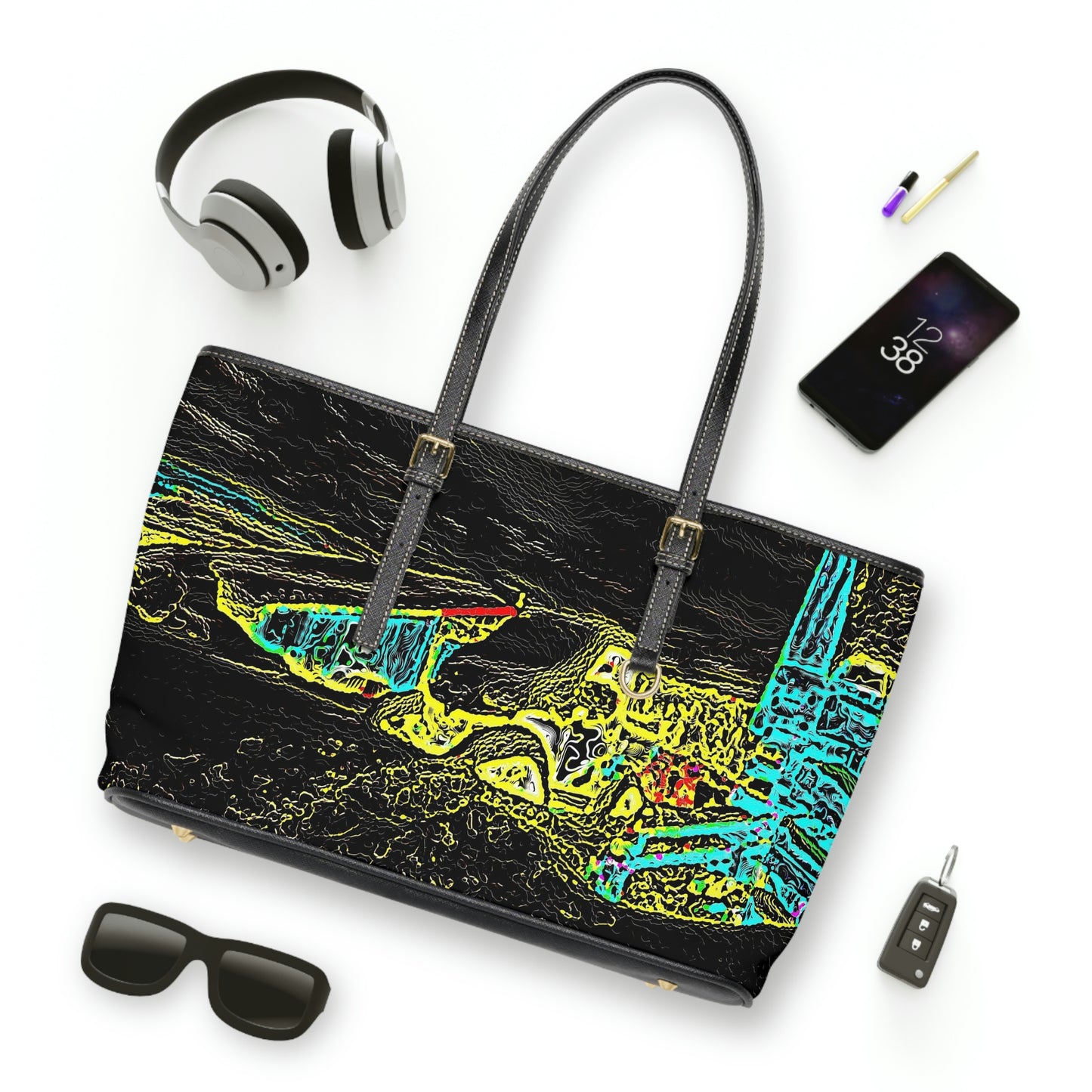 PU Leather Shoulder Bag ... "Snow Vehicle In Snow Storm At-Rest" ... Circa 12Mar23 ... Central Idaho ... 18-Hours Rendering Time: Original Works ...