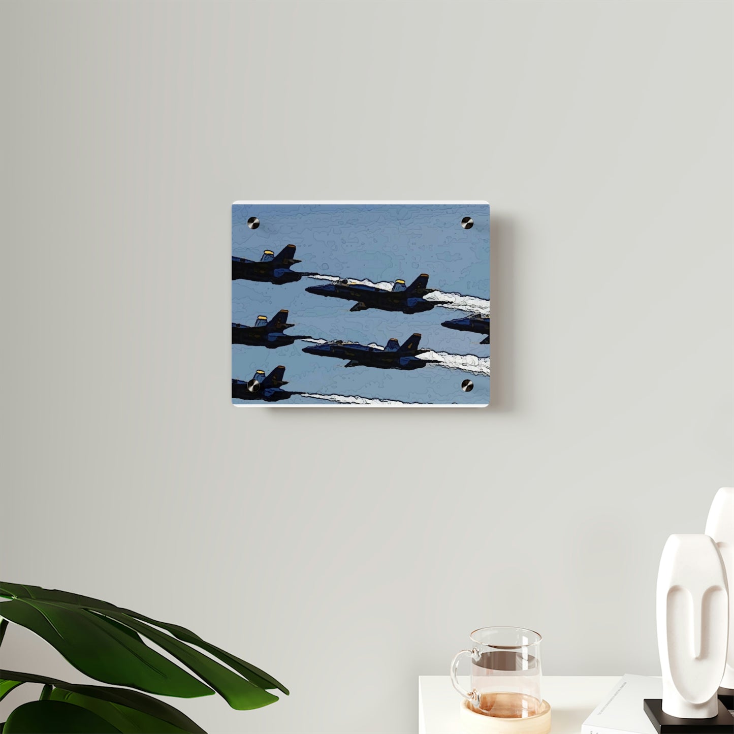 Acrylic Wall Art Panels ... Seattle Seafair ..."Blue Angels Run Over Lake Washington" ... Circa Mid 1980's ... Dr FJ Holt ... Original Works ...