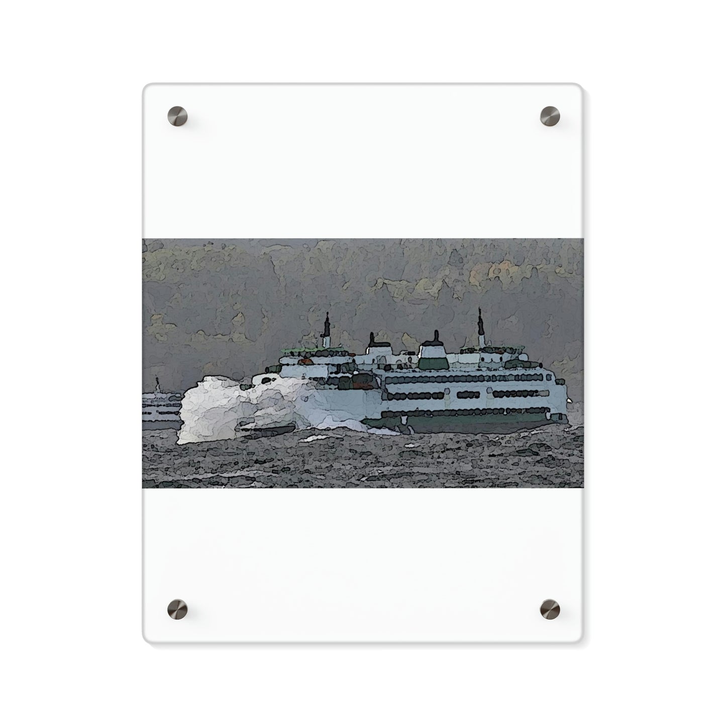 Acrylic Wall Art Panels ... WADOT Ferry Crossing ... "A Very Rough Day" ... Mulkiteo Route ... Family Archives ... Early 1990's' ... Original Works ...