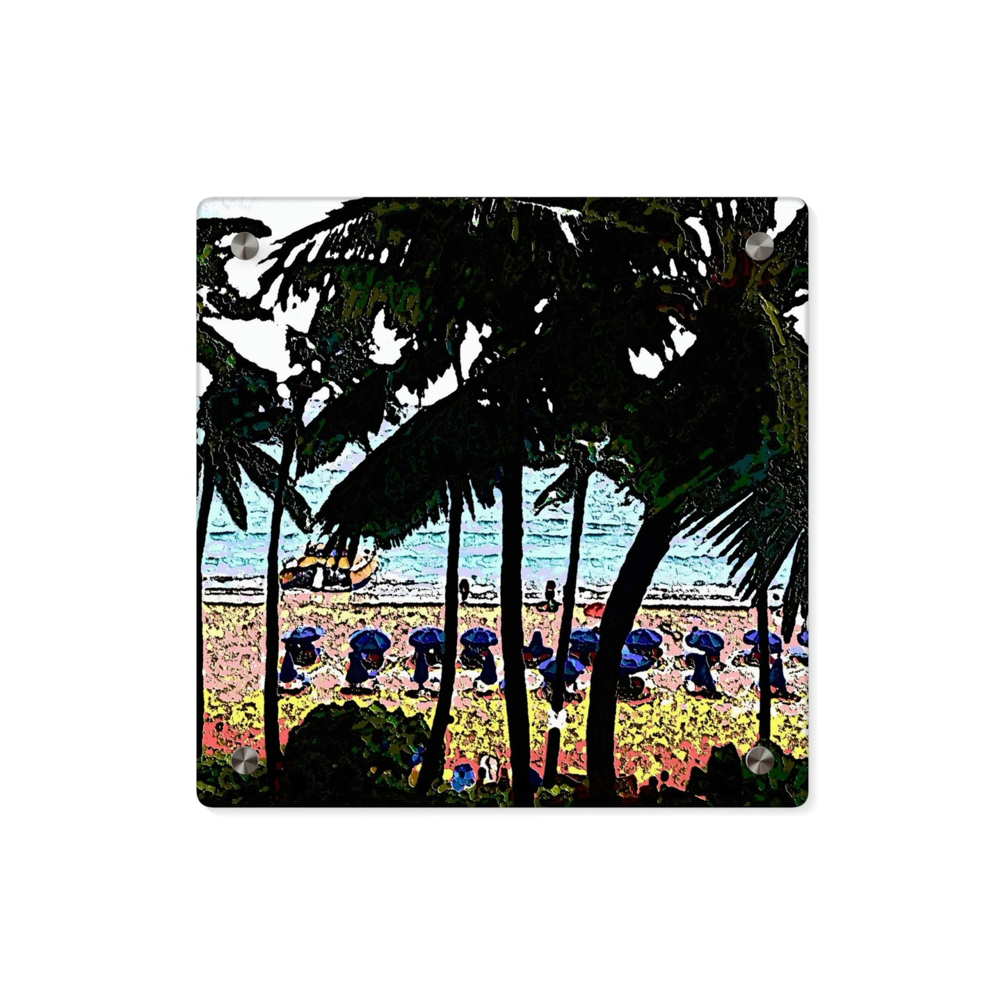 Acrylic Wall Art Panels ... "A Beautiful Beach Amongst The Palms" ... The Outrigger Waikiki, Honolulu, Oahu ... Original Works ...