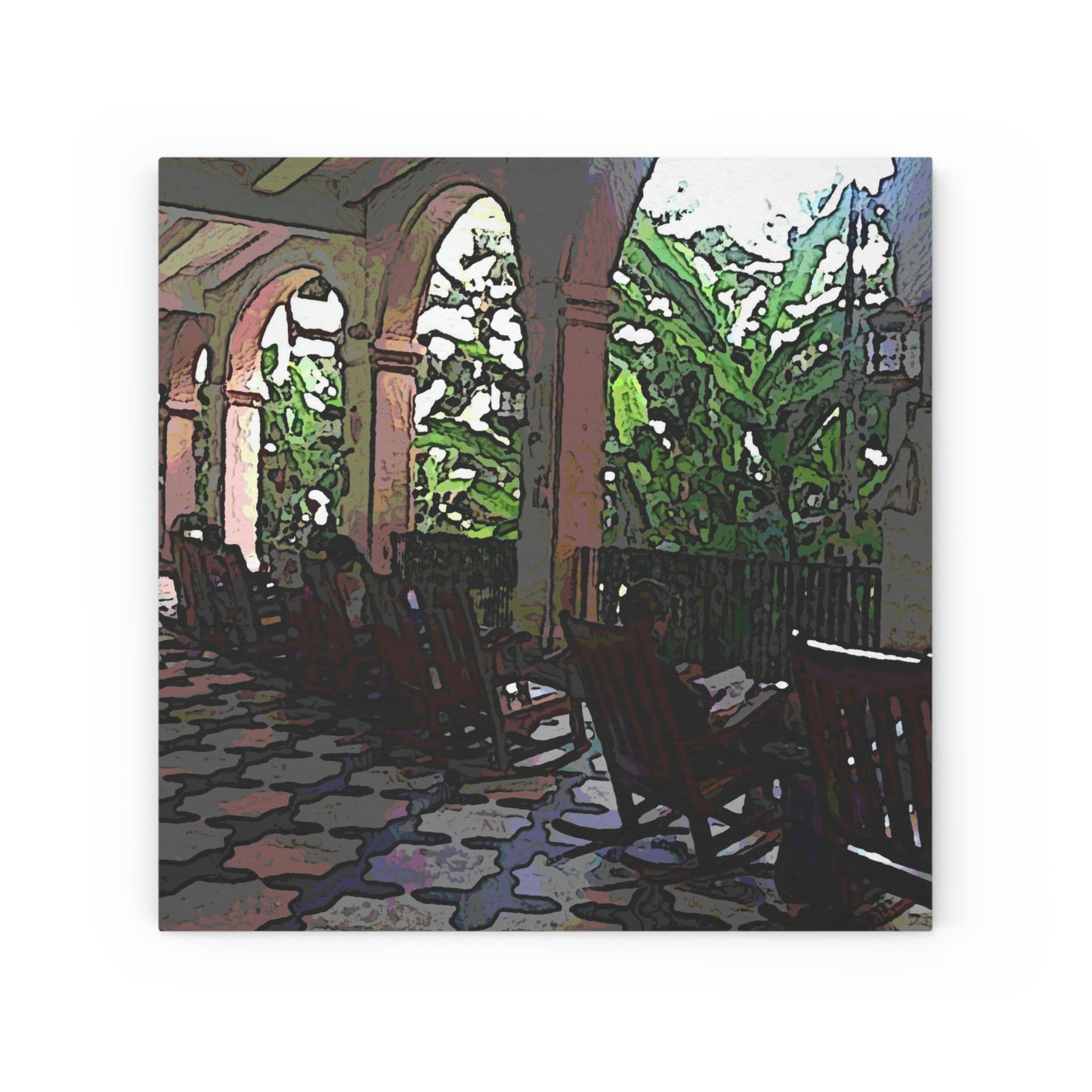 Wood Canvas ...  Lanai & Rocking Chairs At: 'The Pink Palace' ... The Royal Hawai'ian ... Honolulu, HI ... '27Oct2014' ... Original Works ...