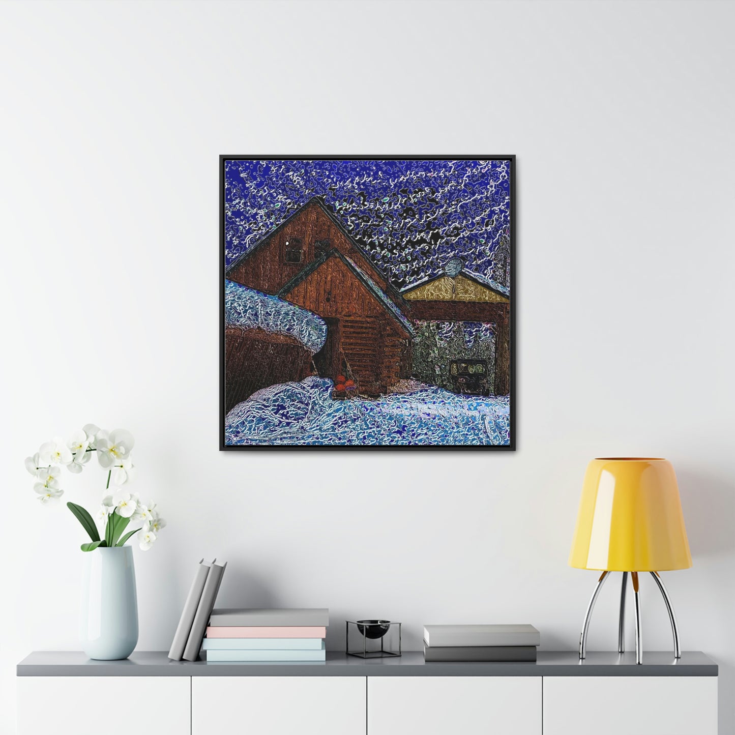 Gallery Canvas Wraps, Square Frame ... A Litle Bit Of Color ...  A Little Bit Of Van Gogh ... A Little Bit Of Vertigo ... "And Away You Go With The Snow .." Original Works: Rendering Time: 16 Hours ...