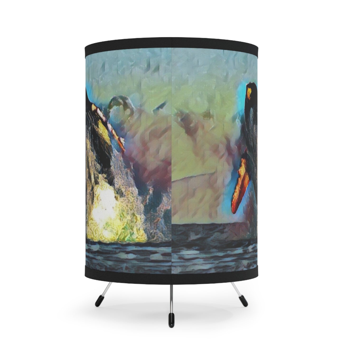 Tripod Lamp with High-Res Printed Shade, US\CA plug ... An Extraordinary Humpback Breach ... 'With Explosive Energy' ... Family Archives (KPH) ... Circa: 21st Century. Maui, HI ... Original Works ...