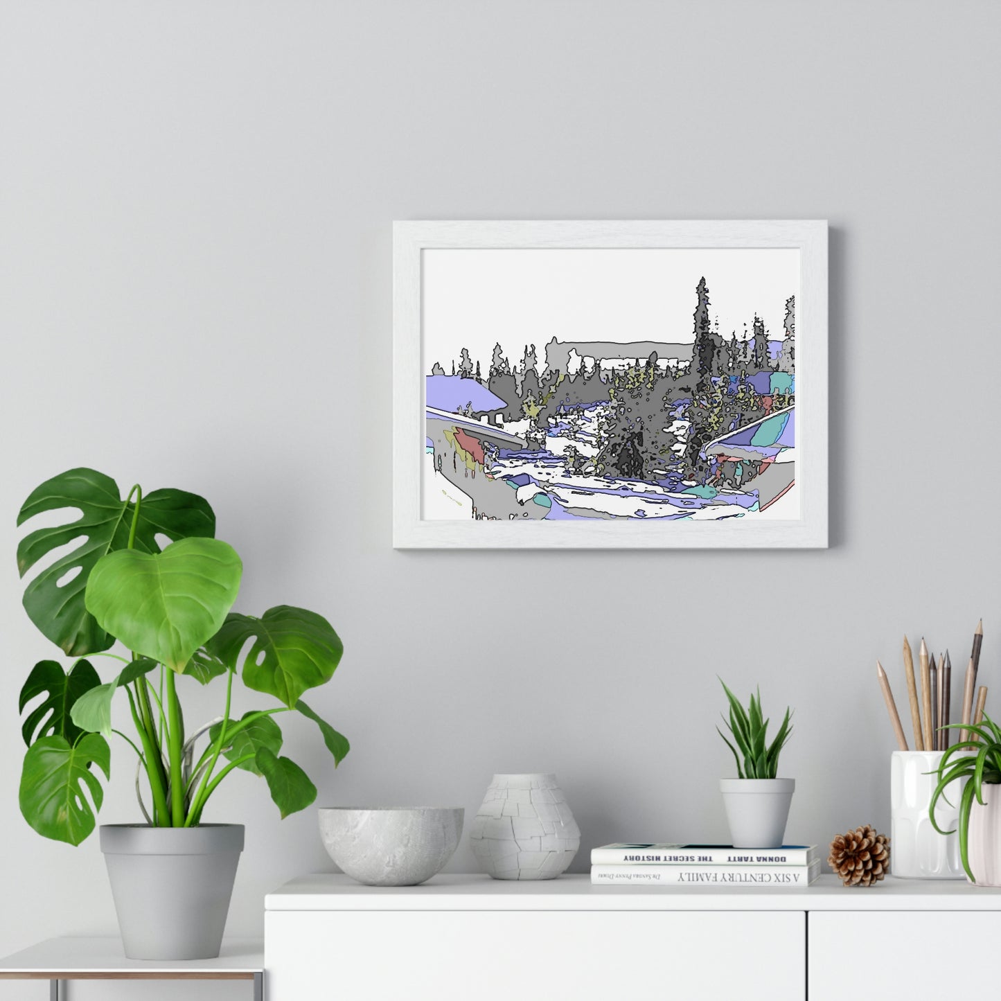Premium Framed Horizontal Poster ...  Snow ... Impressionalism ... Mountain-Snowscape "Happy New Years 2023!" ...