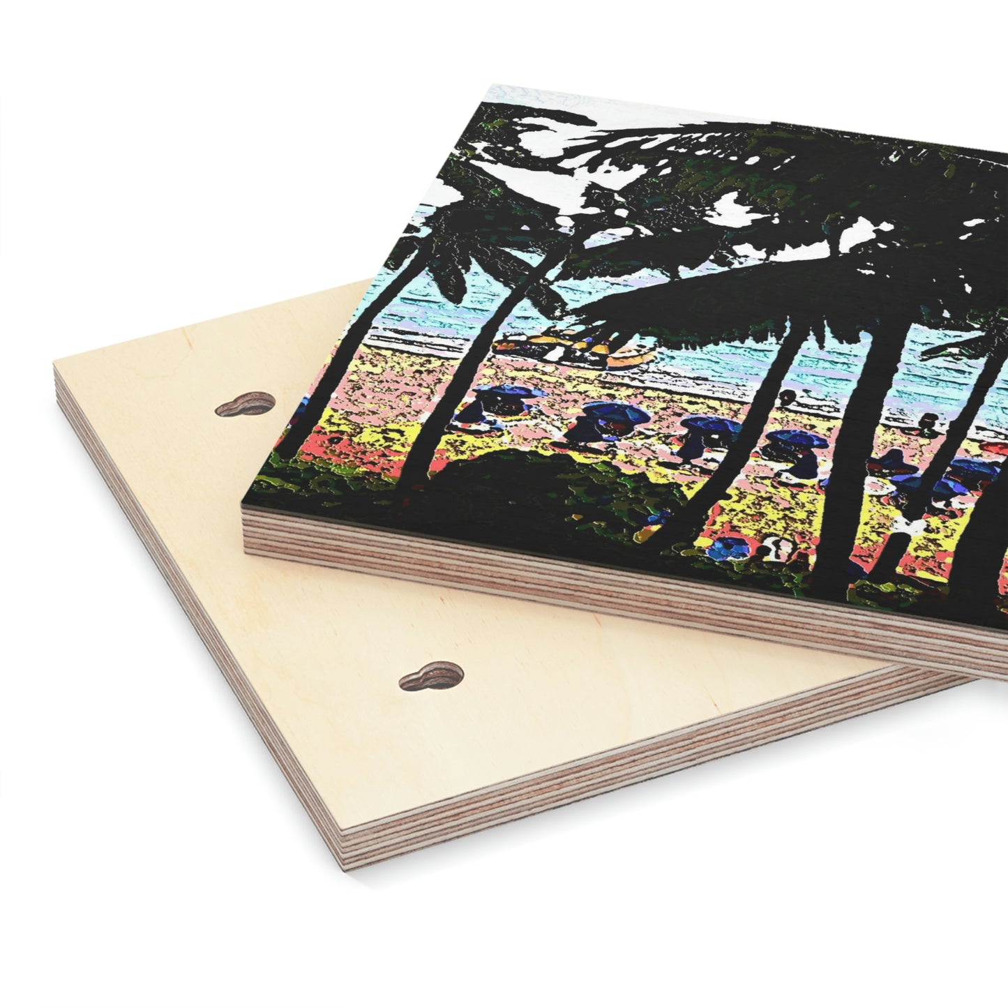 Wood Canvas ... "A Beautiful Beach Amongst The Palms" ... The Outrigger Waikiki, Honolulu, Oahu ... Original Works ...