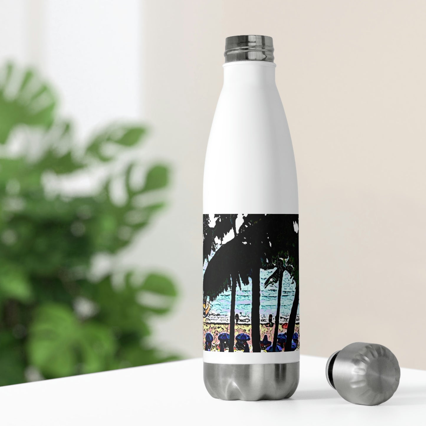 20oz Insulated Bottle ... "A Beautiful Beach Amongst The Palms" ... The Outrigger Waikiki, Honolulu, Oahu ... Original Works ...