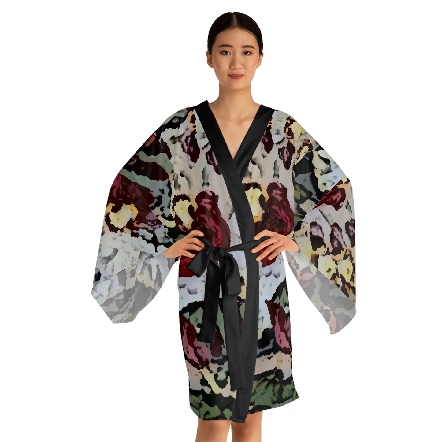 Long Sleeve Kimono Robe ... "A Friendly Flower" ... Pointsettia 'Pointing' ... Original Works ... (Supplied Photograph) ...