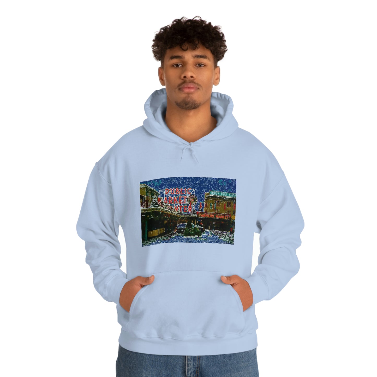 Unisex Heavy Blend™ Hooded Sweatshirt ... Pike Place Market: 'The Public Market', Seattle, Washington. Circa Fall 2013 ...