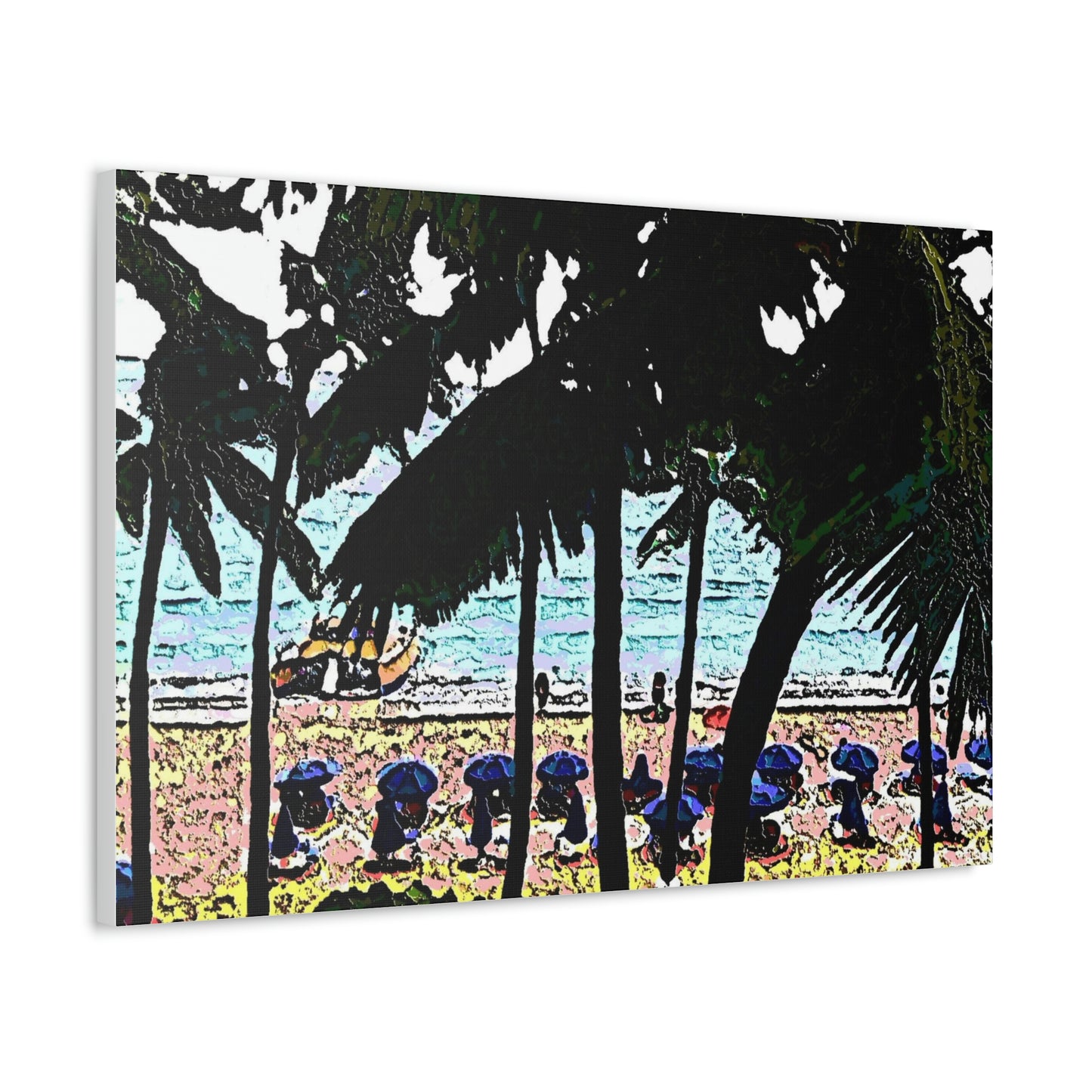 Satin Canvas, Stretched ... "A Beautiful Beach Amongst The Palms" ... The Outrigger Waikiki, Honolulu, Oahu ... Original Works ...