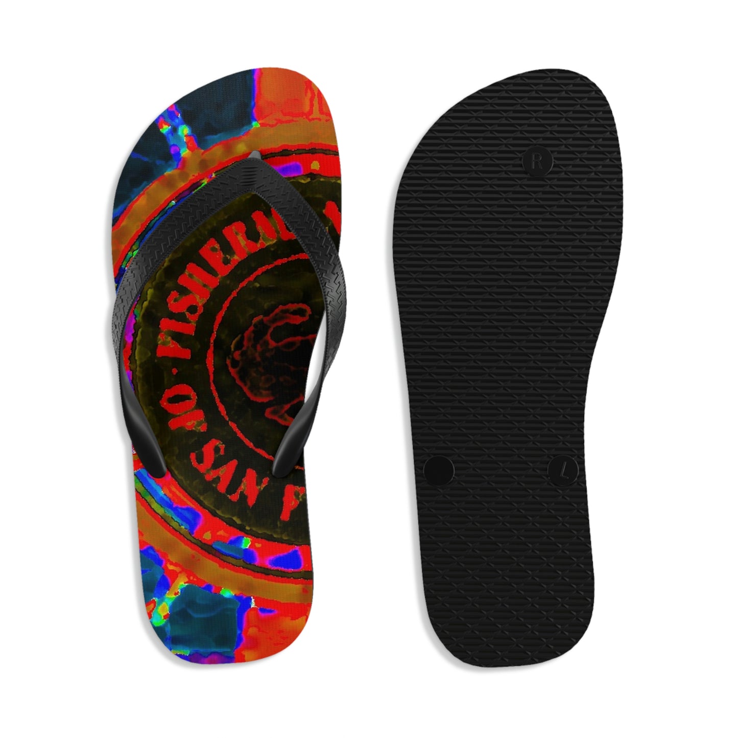 Unisex Flip-Flops ... "No.9 Fishermen's Grotto - Fishermen's Wharf, SF, California" ... Family Archives: 1970's ... Original Works ...