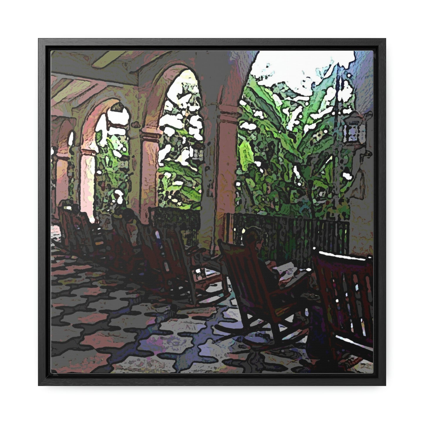 Gallery Canvas Wraps, Square Frame ...  Lanai & Rocking Chairs At: 'The Pink Palace' ... The Royal Hawai'ian ... Honolulu, HI ... '27Oct2014' ... Original Works ...