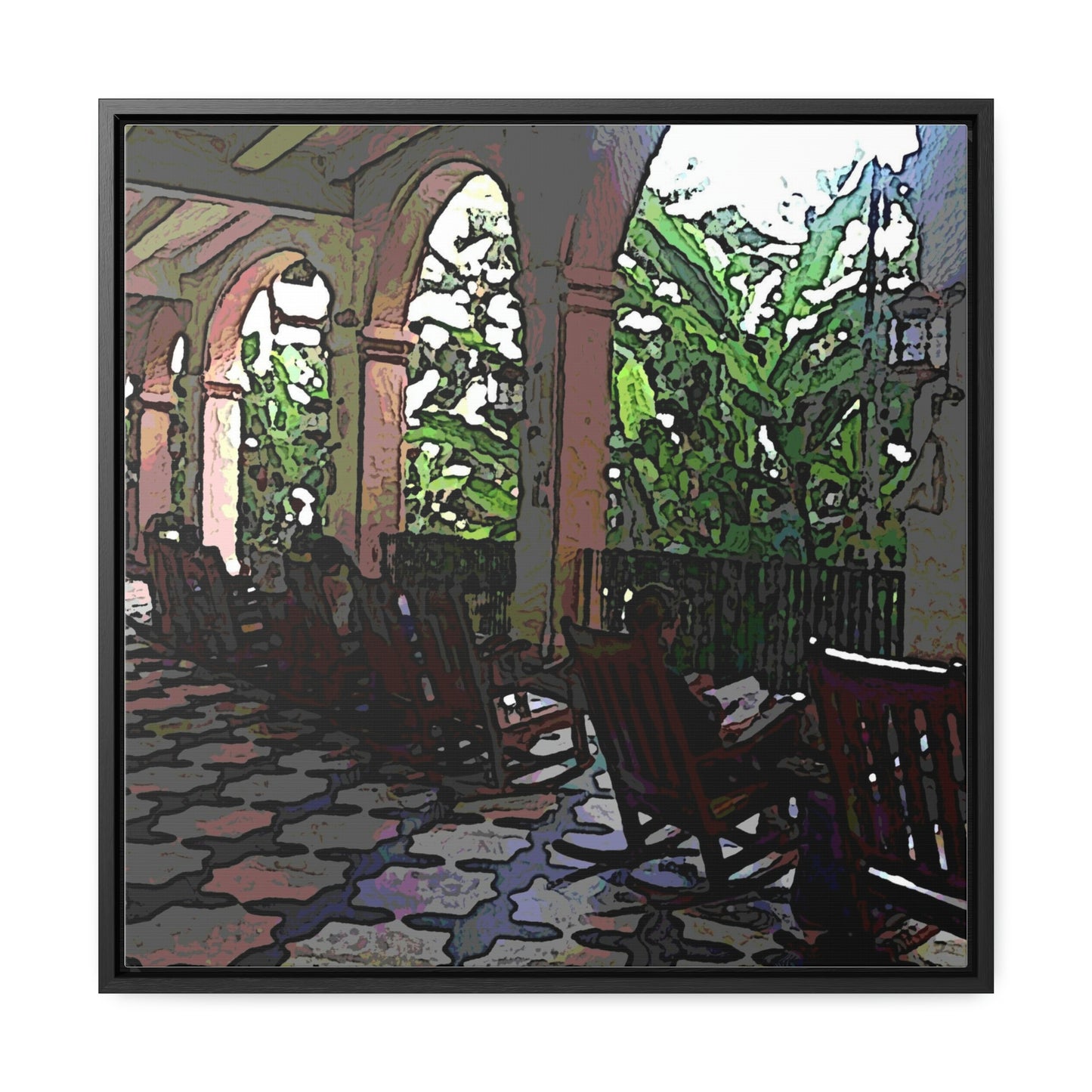 Gallery Canvas Wraps, Square Frame ...  Lanai & Rocking Chairs At: 'The Pink Palace' ... The Royal Hawai'ian ... Honolulu, HI ... '27Oct2014' ... Original Works ...