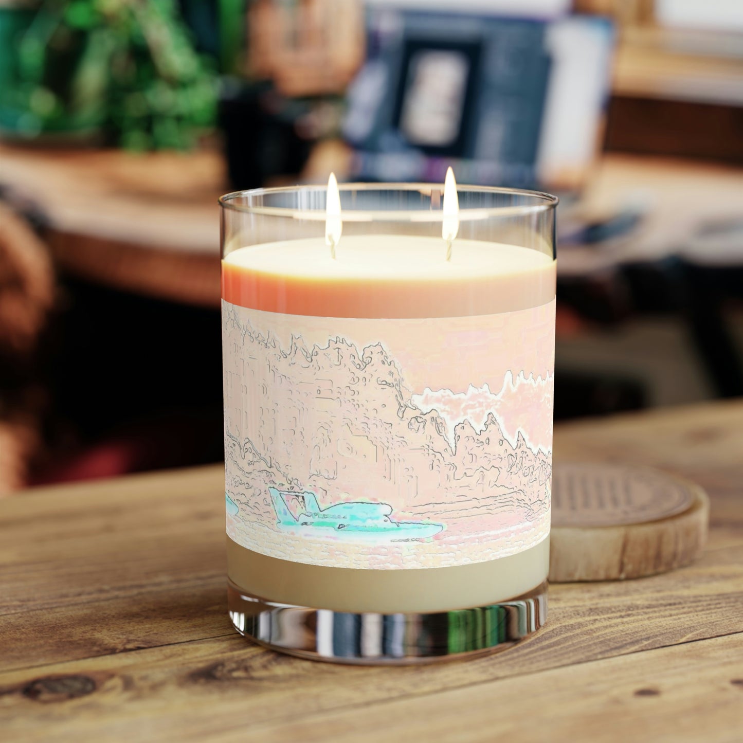 Scented Candle - Full Glass, 11oz ... Seattle Columbia Cup On Lake Washington ... "Dave Wilcox Heads For The Win" ... Associate Gift-Photo ... Original Works ...