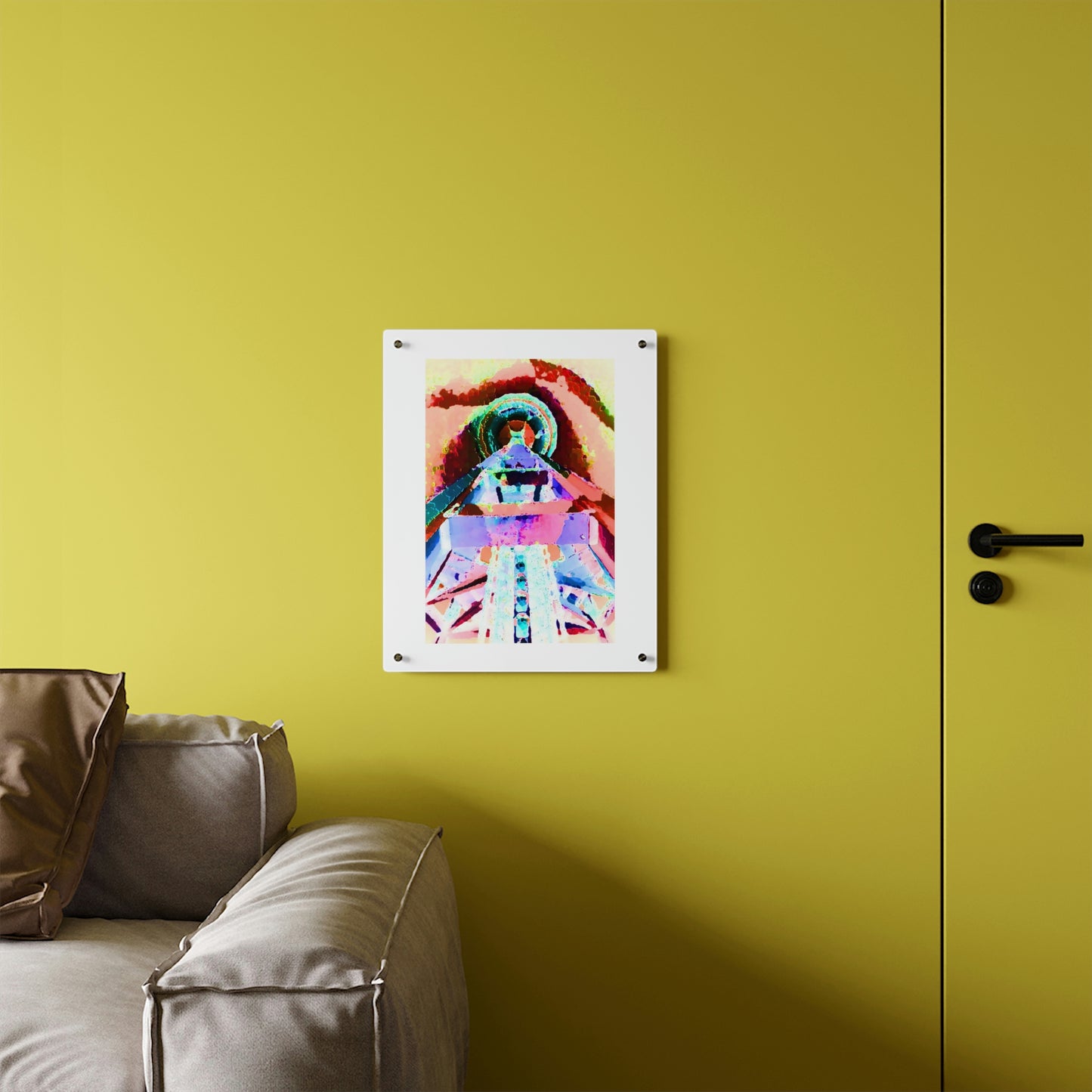 Acrylic Wall Art Panels ... "Seattle's World Fair" ... Below Space Needle 'Looking Up' ... On A Very Rainy Morning (Father's Family Photo). ... Original ...