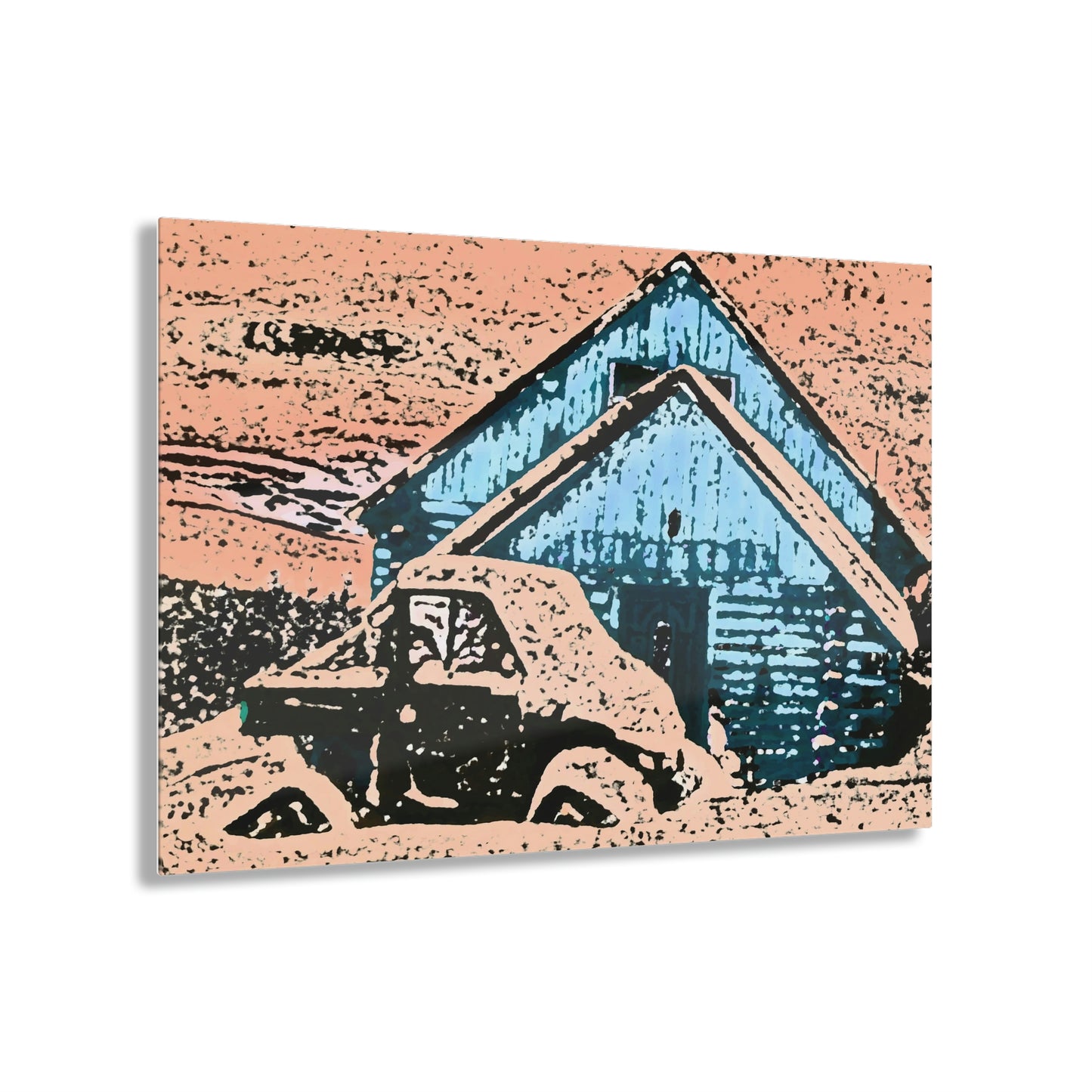 Acrylic Prints ... After An Intense Snow Storm ... 'Digging Out' ... A Vehicle & Cabin "In The Mountains" ... March 2023 ... Original Works ...