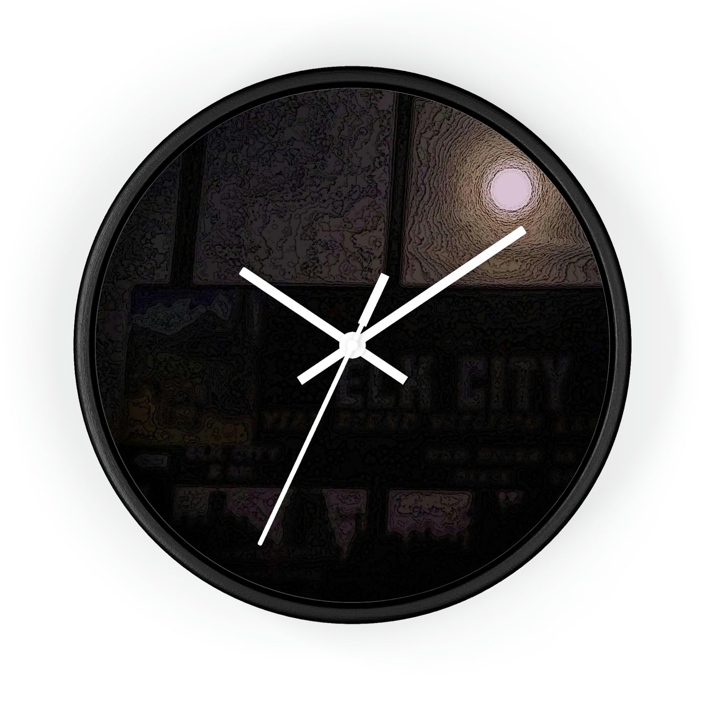 Wall clock ... Car Approaches From The Stern ... Moon Ascendary From The Bow ... "Two Friendly Travellers On A Cold Night Near Elk City" ... C