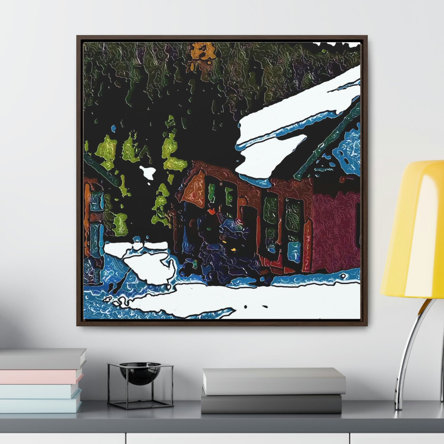 Gallery Canvas Wraps, Square Frame ... "A Rider Passeth-Through-It" ... Colors Galore & A Bit Of Impressionism ... Original Works. Winter 2021. Central Idaho. Rendering Time: 12 Hours ...
