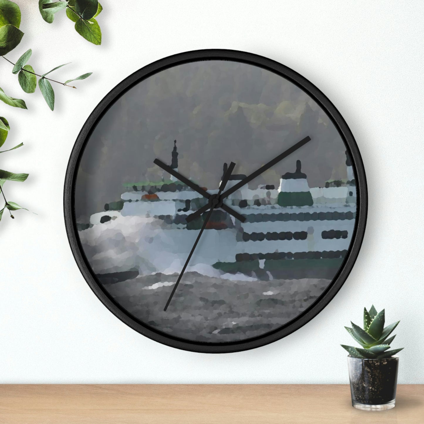 Wall clock ... WADOT Ferry Crossing ... "A Very Rough Day" ... Mulkiteo Route ... Family Archives ... Early 1990's' ... Original Works ...