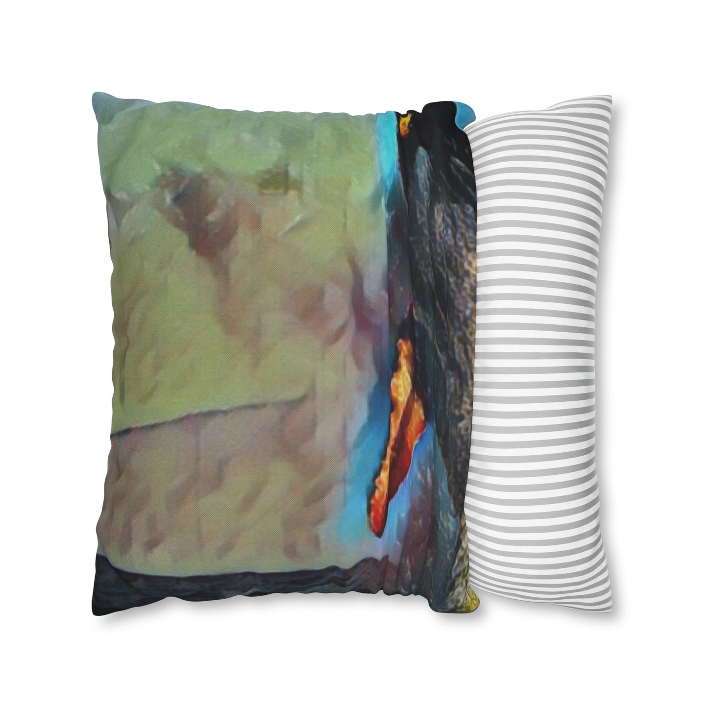 Spun Polyester Square Pillow Case ... An Extraordinary Humpback Breach ... 'With Explosive Energy' ... Family Archives (KPH) ... Circa: 21st Century. Maui, HI ... Original Works ...
