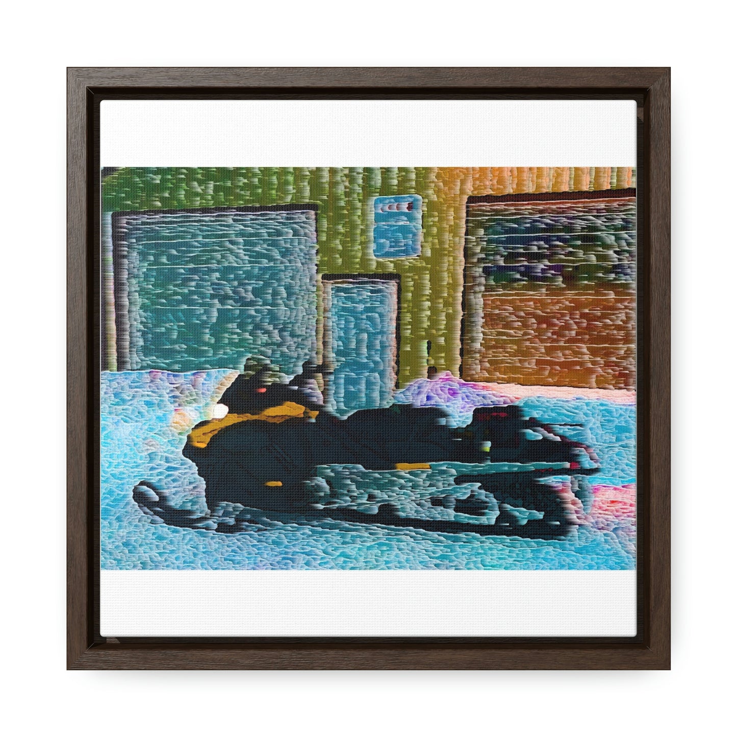 Gallery Canvas Wraps, Square Frame ... Snowmobile & Impressionalism ... 'Collecting Mail & Packages' .... Dixie, Idaho, USA ... Original Works: 10 Hours Rendering Time ...