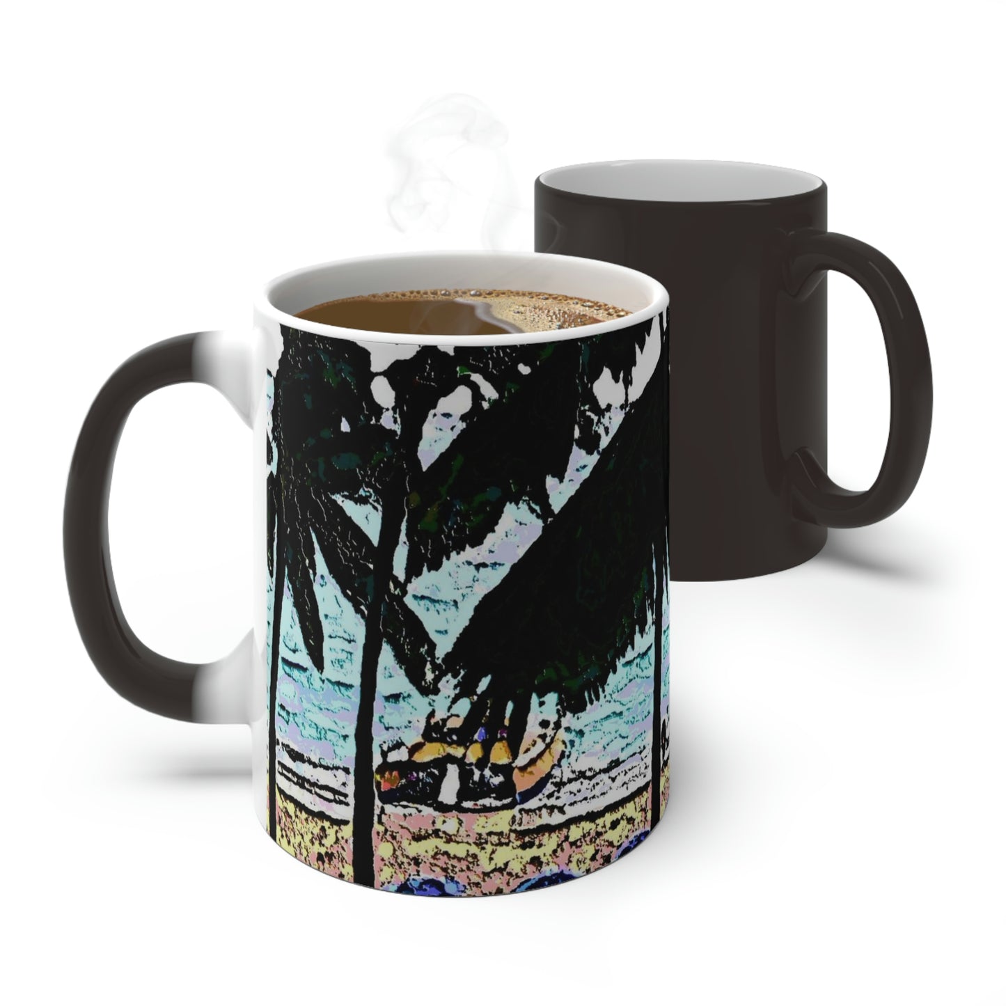 Color Changing Mug ... "A Beautiful Beach Amongst The Palms" ... The Outrigger Waikiki, Honolulu, Oahu ... Original Works ...