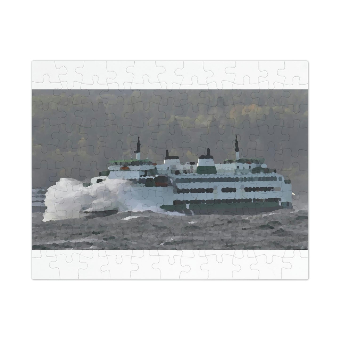 Jigsaw Puzzle (30, 110, 252, 500,1000-Piece) ... WADOT Ferry Crossing ... "A Very Rough Day" ... Mulkiteo Route ... Family Archives ... Early 1990's' ... Original Works ...