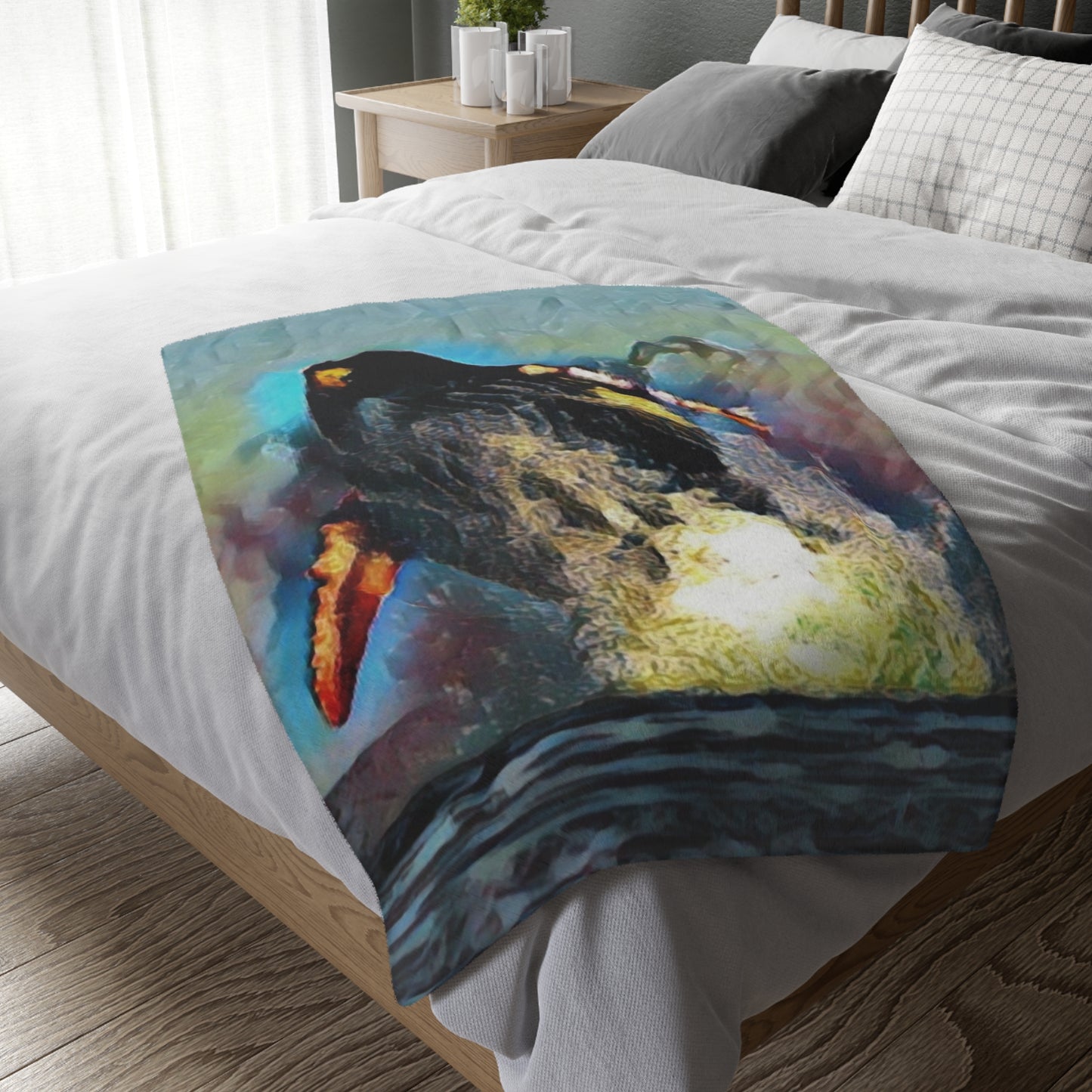 Velveteen Minky Blanket (Two-sided print) ... An Extraordinary Humpback Breach ... 'With Explosive Energy' ... Family Archives (KPH) ... Circa: 21st Century. Maui, HI ... Original Works ...