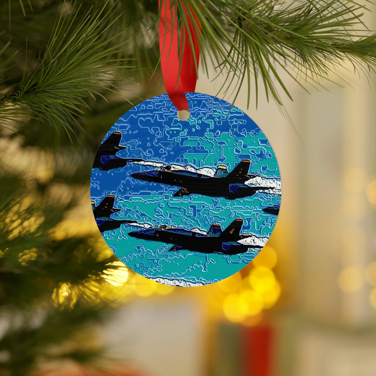 Plywood Ornaments (Round, Berlin) ... Seattle Seafair ..."Blue Angels Run Over Lake Washington" ... Circa Mid 1980's ... Dr FJ Holt ... Original Works ...