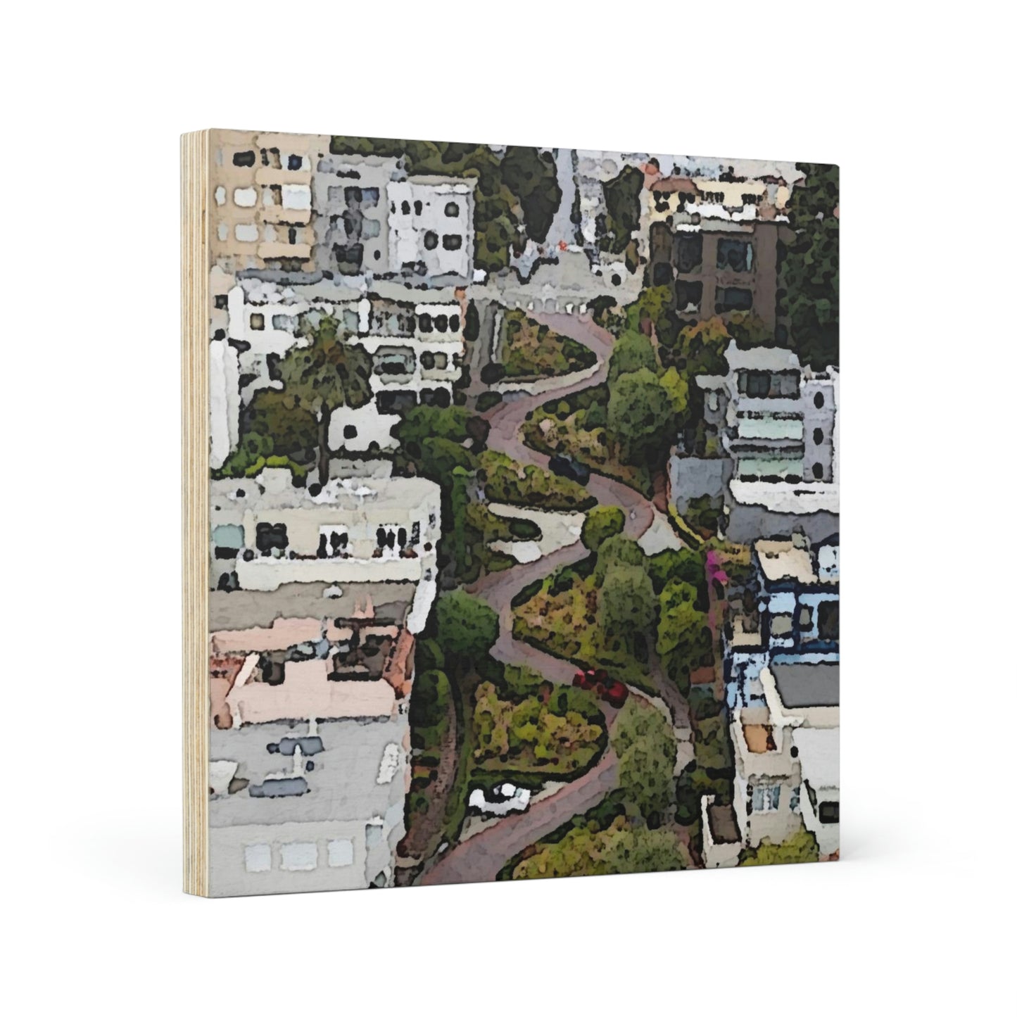 Wood Canvas ... A Crazy Street ... 'Eight Winding Curve-Switchbacks' ... "Lombard Street, San Francisco, CA' ... Family Archives: 1970's ... Original Works ...