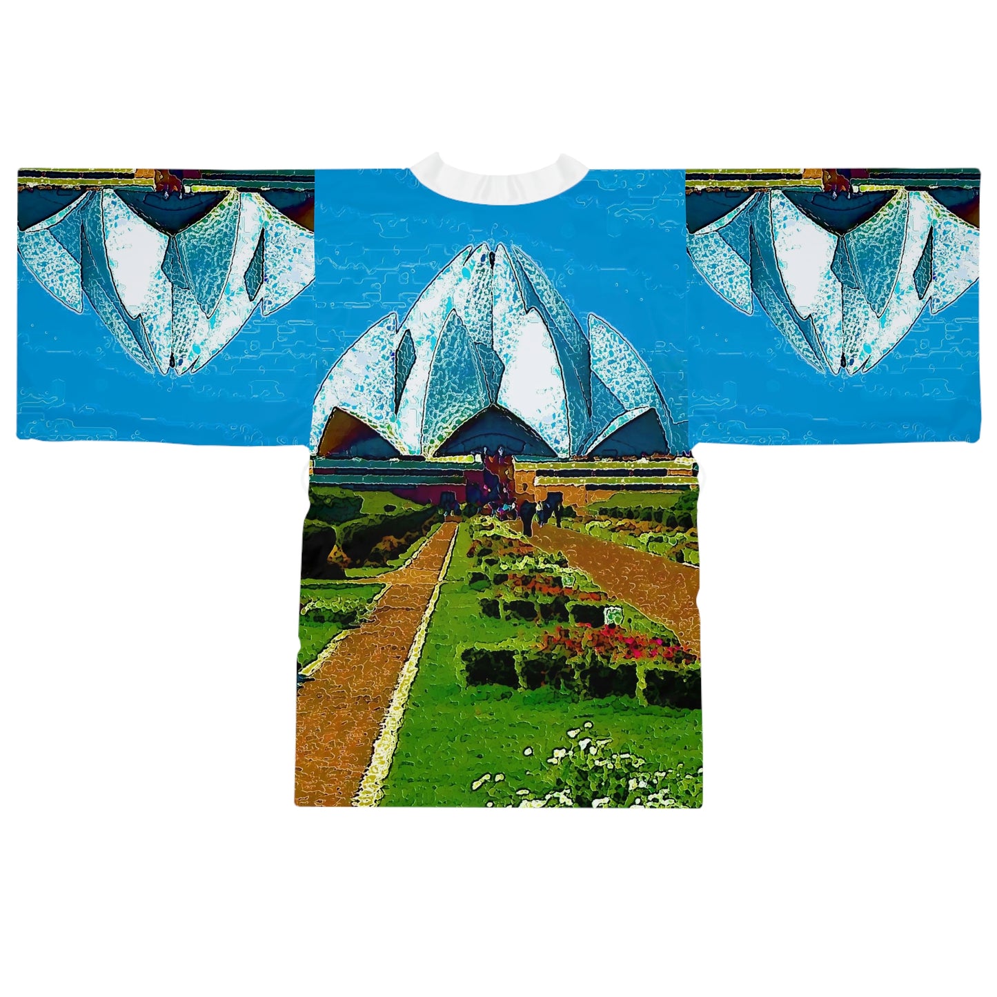 Long Sleeve Kimono Robe ... 'Bahai'i House-Of-Worship' ... "Lotus Temple: Delhi, India, 2008" ... Original Works ...