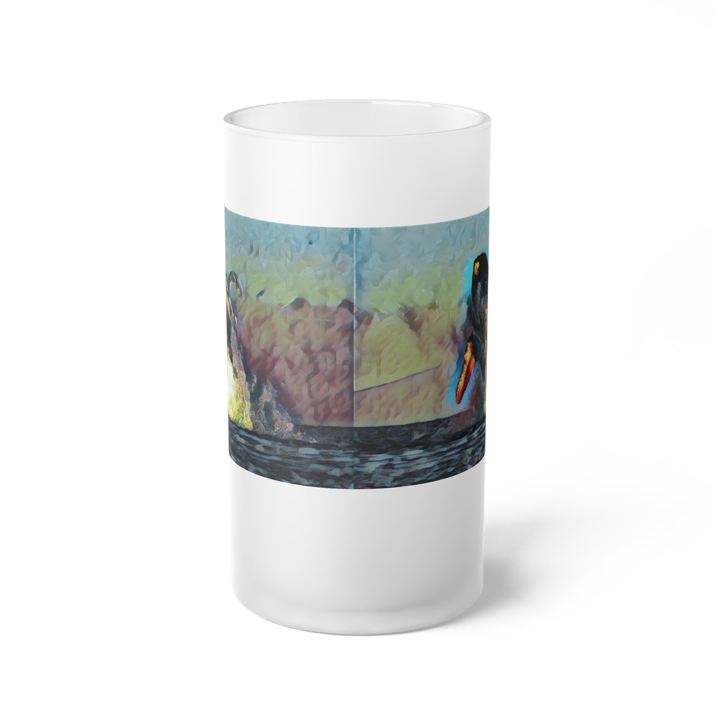 Frosted Glass Beer Mug ... An Extraordinary Humpback Breach ... 'With Explosive Energy' ... Family Archives (KPH) ... Circa: 21st Century. Maui, HI ... Original Works ...