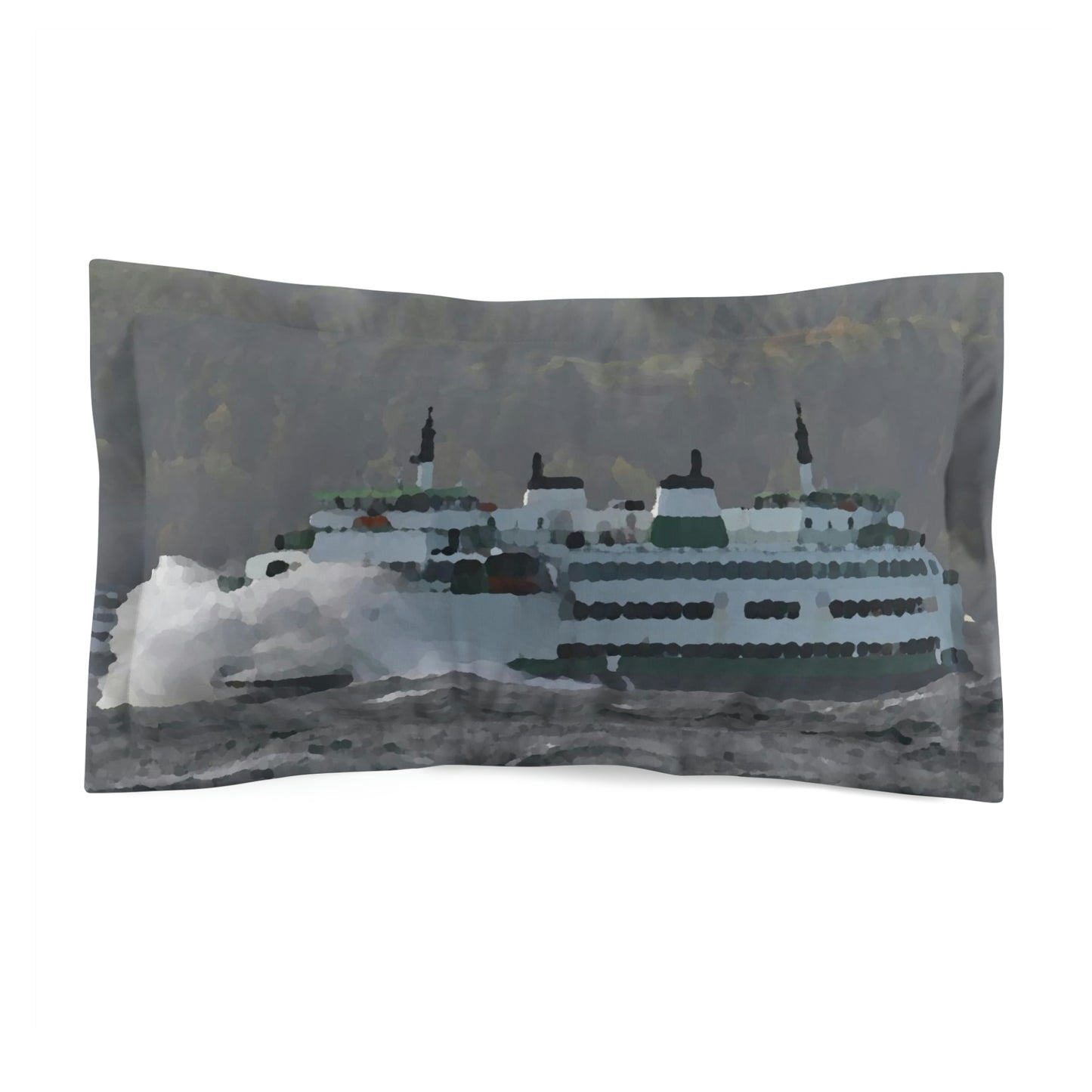 Microfiber Pillow Sham ... WADOT Ferry Crossing ... "A Very Rough Day" ... Mulkiteo Route ... Family Archives ... Early 1990's' ... Original Works ...