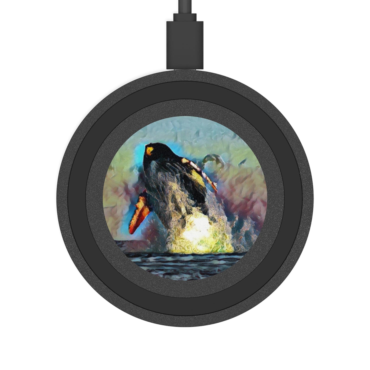 Quake Wireless Charging Pad ... An Extraordinary Humpback Breach ... 'With Explosive Energy' ... Family Archives (KPH) ... Circa: 21st Century. Maui, HI ... Original Works ...