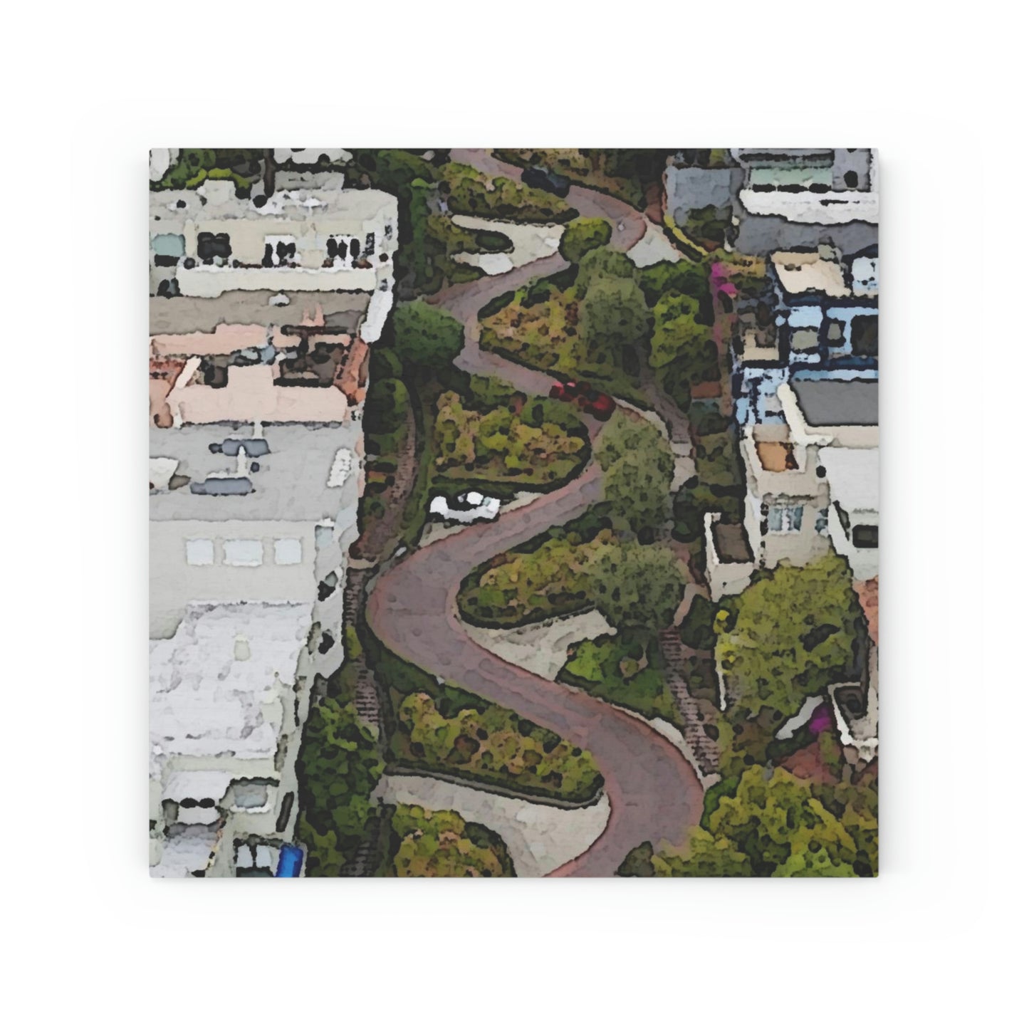 Wood Canvas ... A Crazy Street ... 'Eight Winding Curve-Switchbacks' ... "Lombard Street, San Francisco, CA' ... Family Archives: 1970's ... Original Works ...