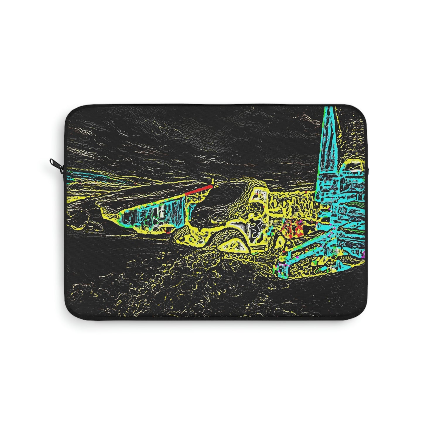 Laptop Sleeve ... "Snow Vehicle In Snow Storm At-Rest" ... Circa 12Mar23 ... Central Idaho ... 18-Hours Rendering Time: Original Works ...