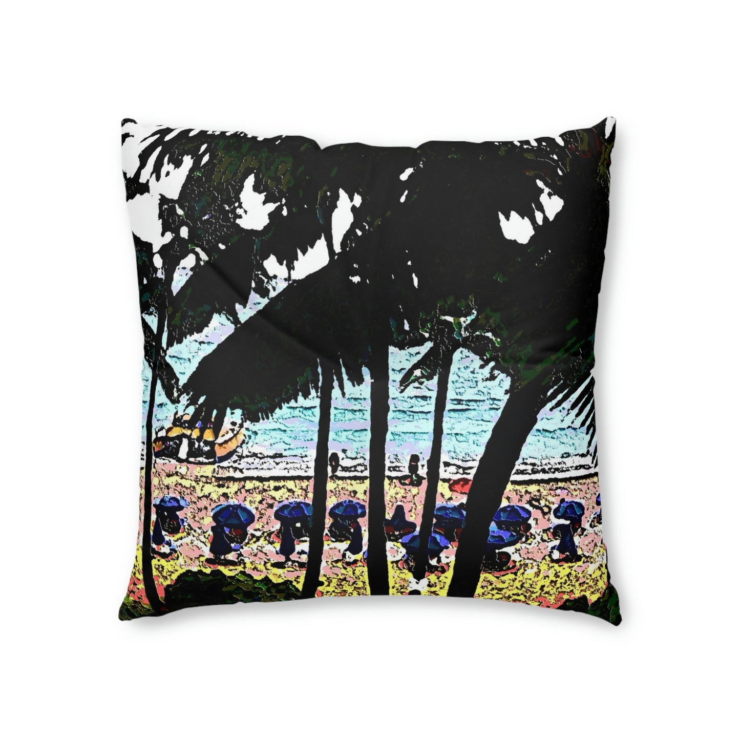 Tufted Floor Pillow, Square ... "A Beautiful Beach Amongst The Palms" ... The Outrigger Waikiki, Honolulu, Oahu ... Original Works ...