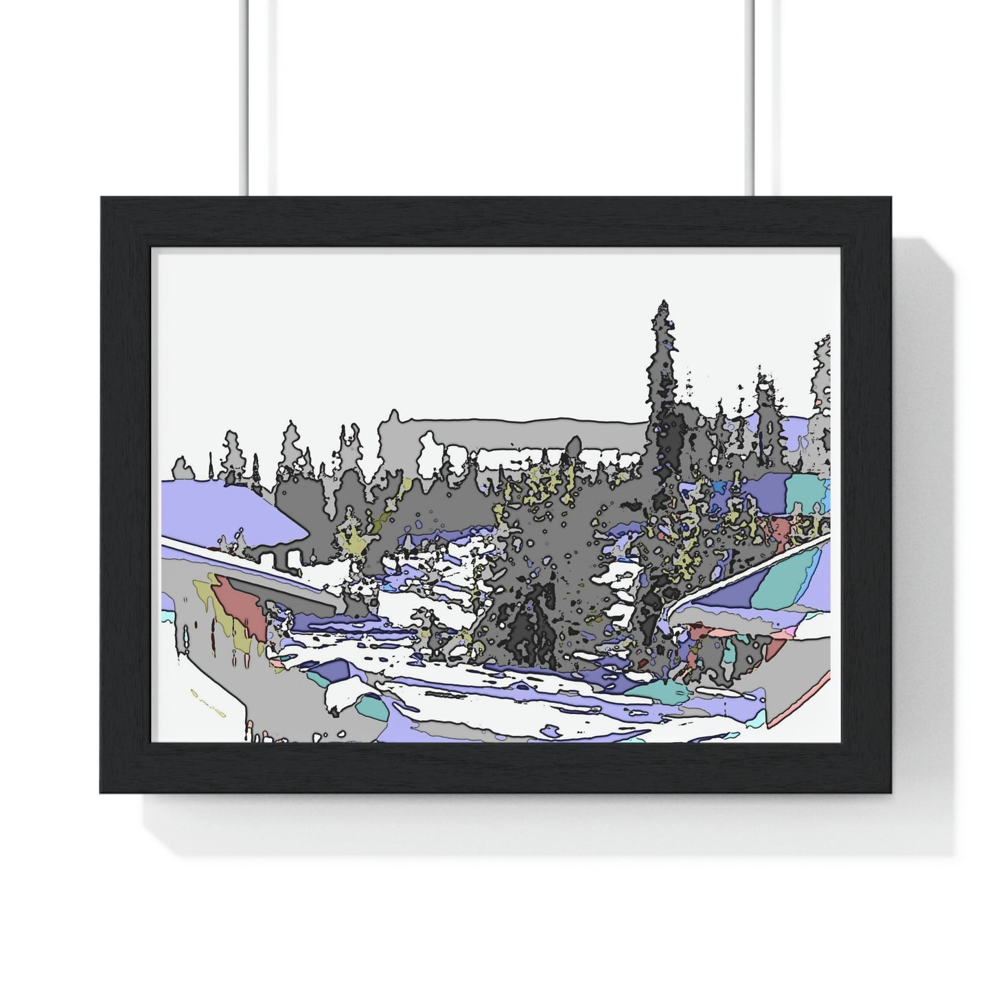 Premium Framed Horizontal Poster ...  Snow ... Impressionalism ... Mountain-Snowscape "Happy New Years 2023!" ...