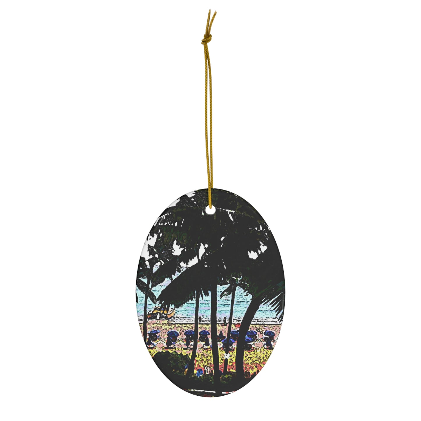 Ceramic Ornament, 1-Pack ... "A Beautiful Beach Amongst The Palms" ... The Outrigger Waikiki, Honolulu, Oahu ... Original Works ...