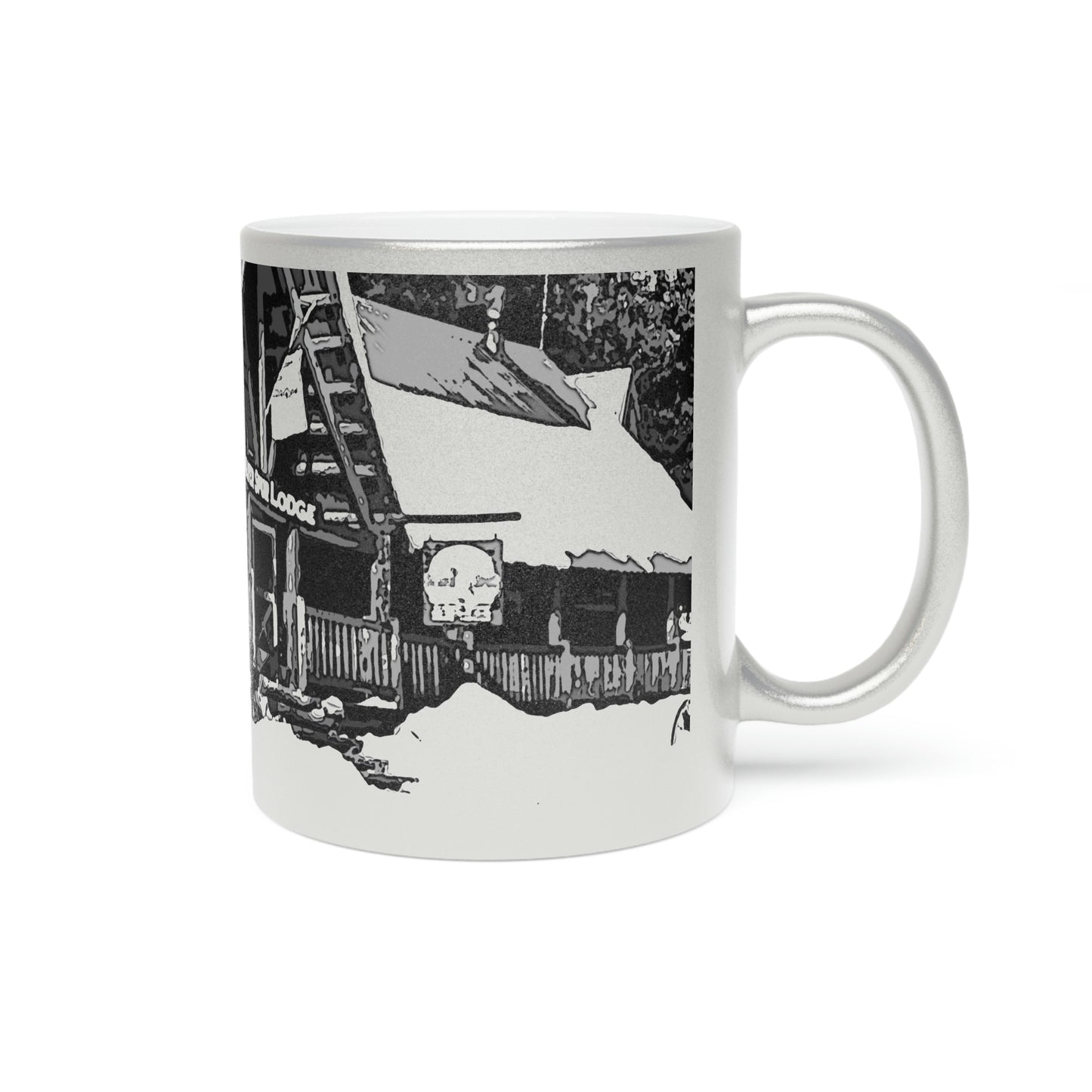 Metallic Mug (Silver\Gold) ... A Beautiful Lodge & Back-Country Outfitter In A Mountain Town ... 'Dixie, Idaho, November 2022' ... Original Works ...